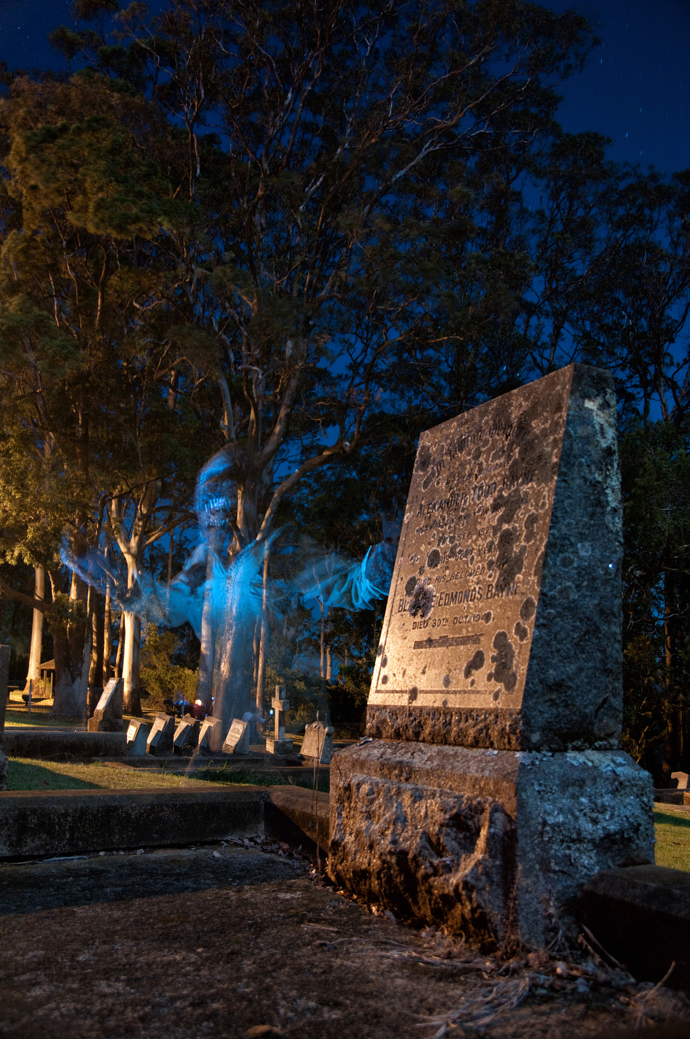 Pentax K20D sample photo. A werewolf in the graveyard photography