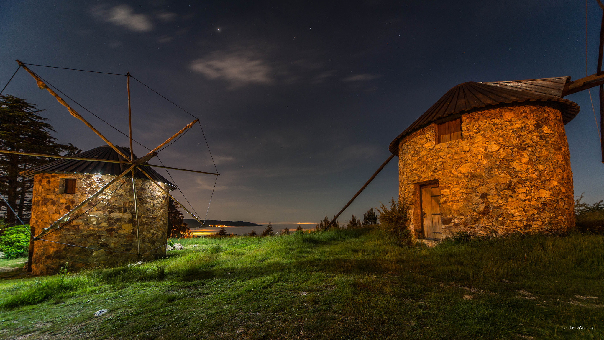 Nikon D600 + Sigma 12-24mm F4.5-5.6 EX DG Aspherical HSM sample photo. Windmills in the moonlight photography