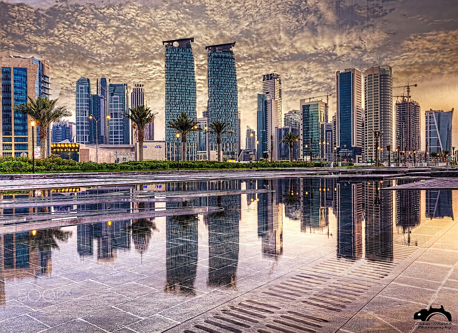 Canon EOS 7D + Canon EF 16-35mm F4L IS USM sample photo. Doha skyline photography