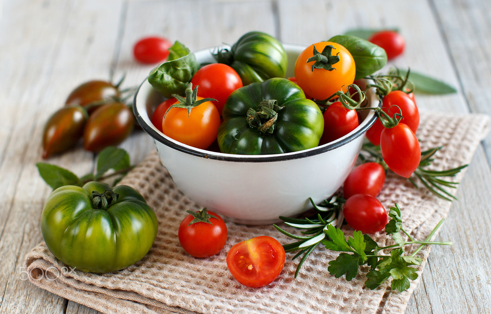 Canon EOS 650D (EOS Rebel T4i / EOS Kiss X6i) + Canon EF 50mm F1.2L USM sample photo. Colorful tomatoes in a bowl photography