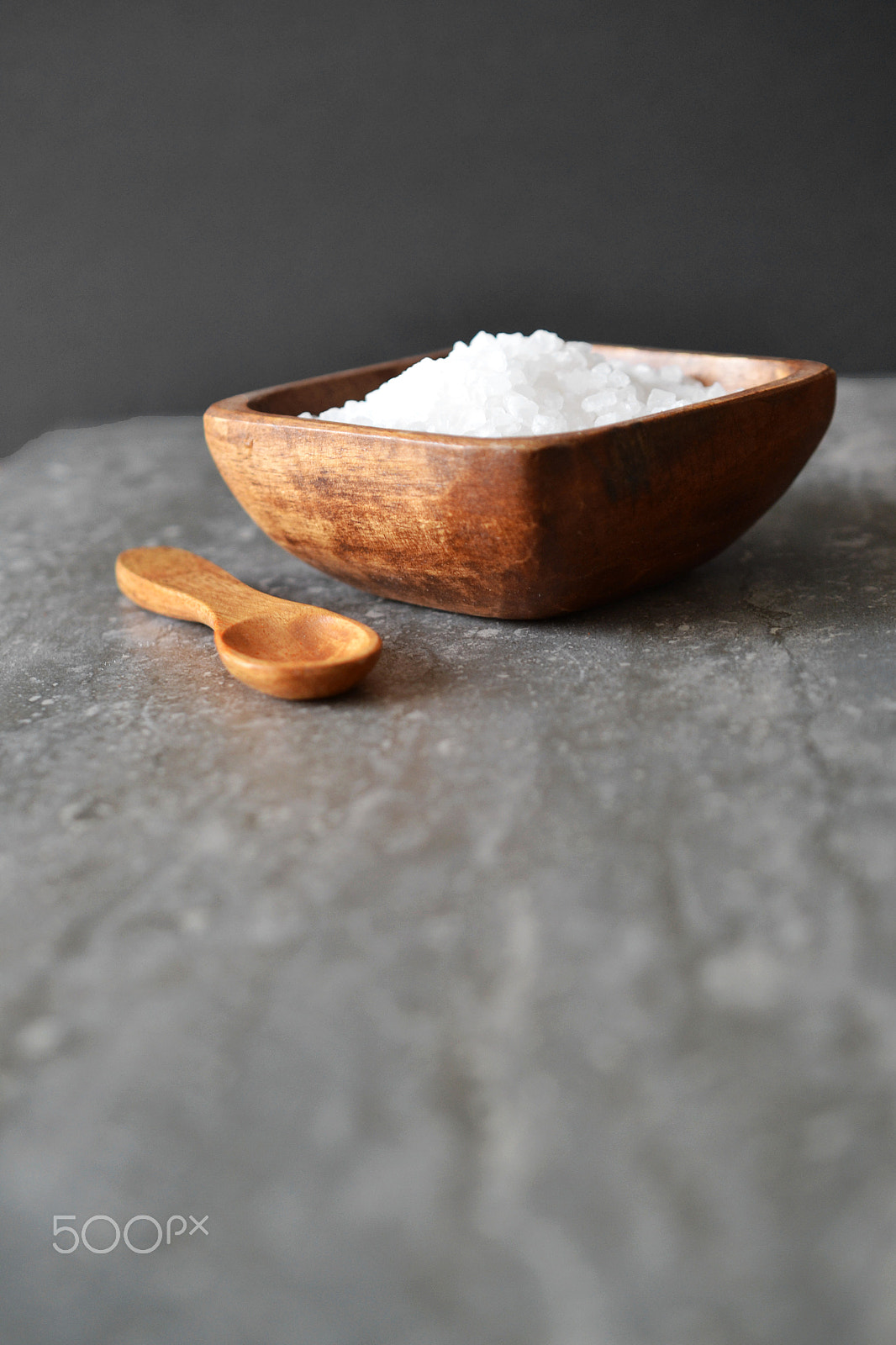 Nikon D3100 sample photo. Sea salt in wooden bowl photography