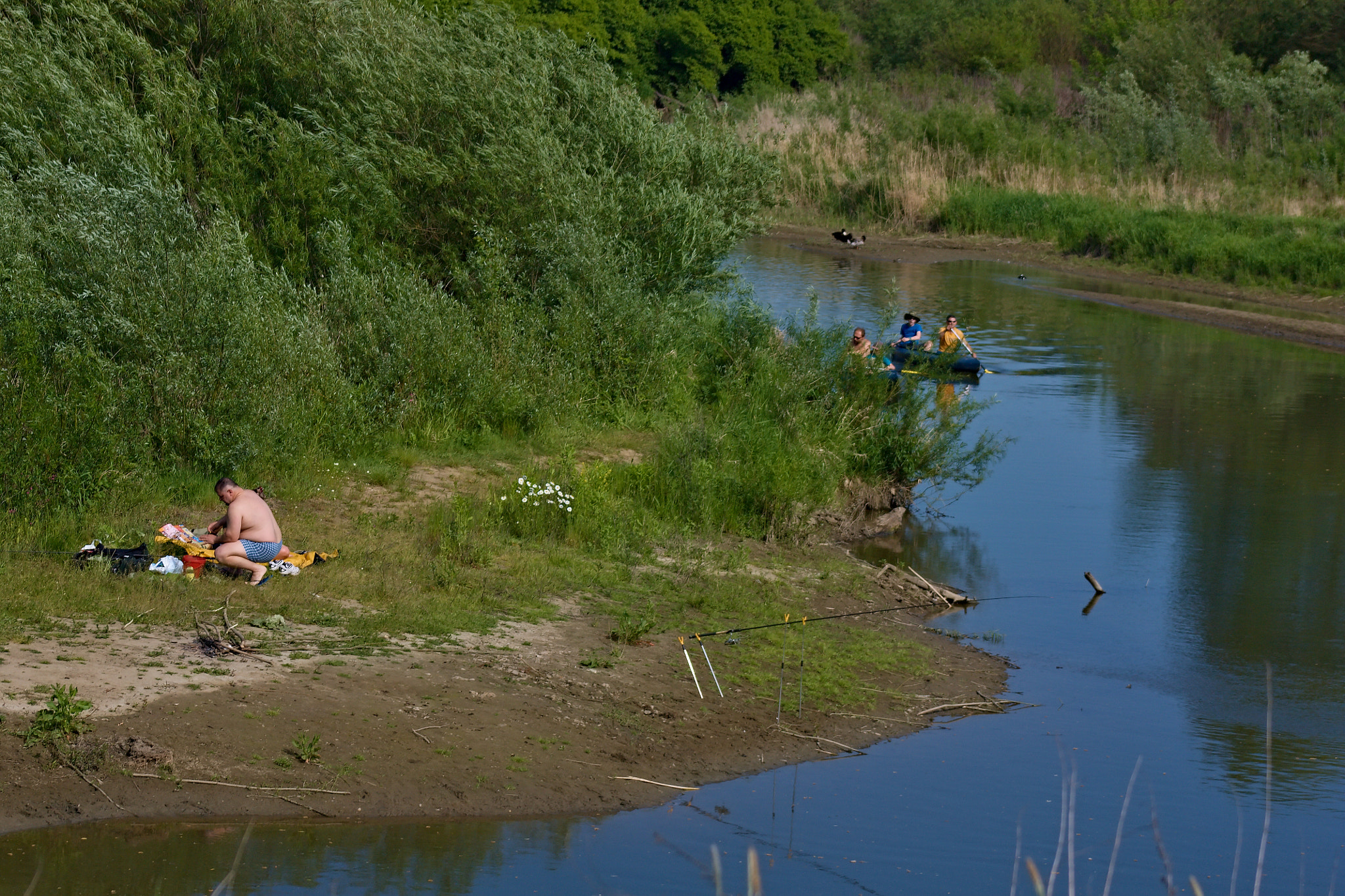75.00 - 300.00 mm sample photo. The odra river - fisherman and boating photography