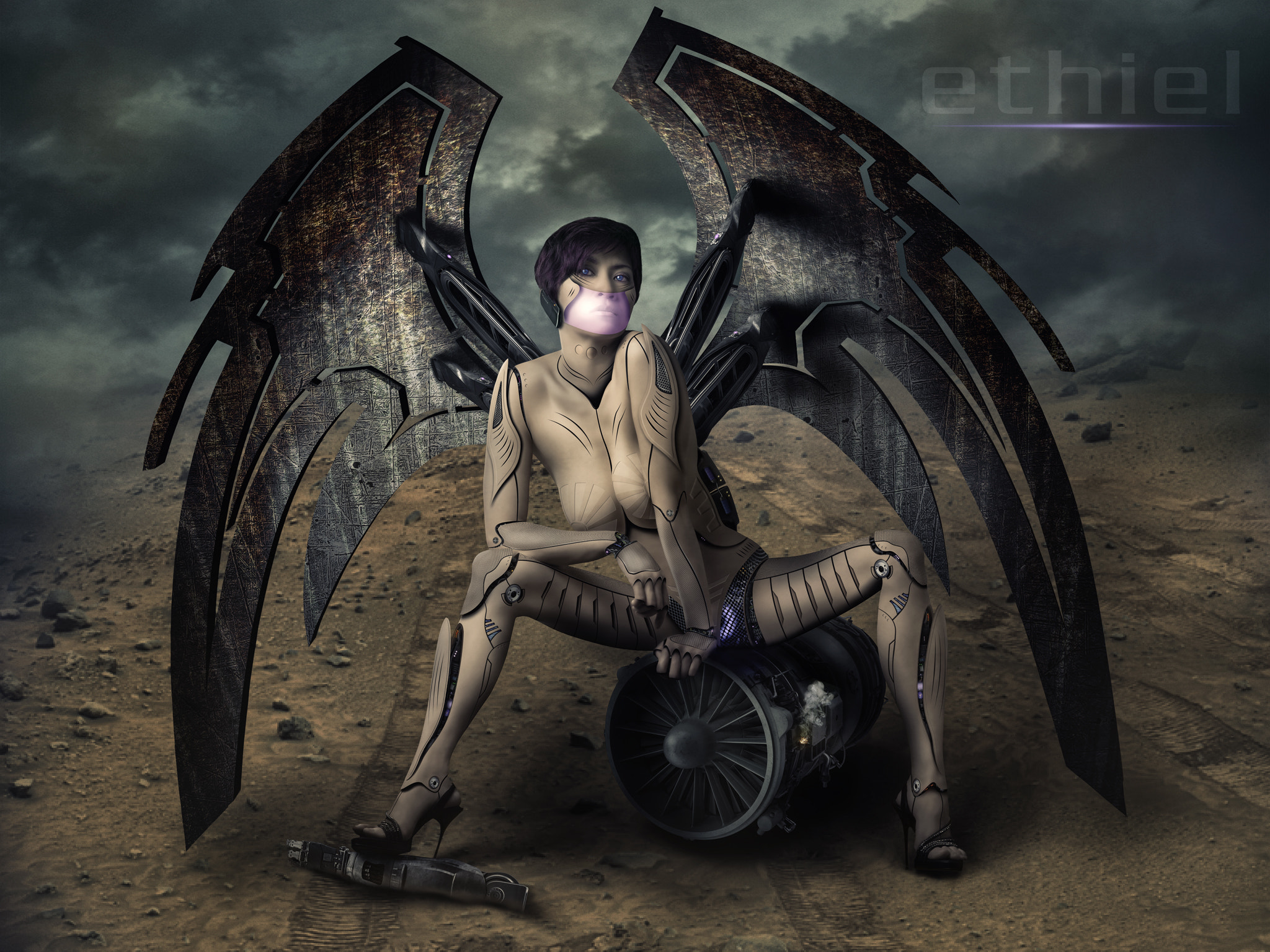 Sony ILCA-77M2 + Sigma 85mm F1.4 EX DG HSM sample photo. Cyber angel photoshop manipulation photography