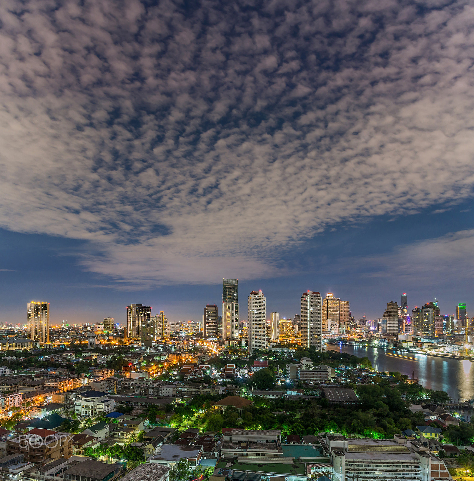Pentax K-5 IIs sample photo. Bangkok cityscape modern building river side under the sky with photography