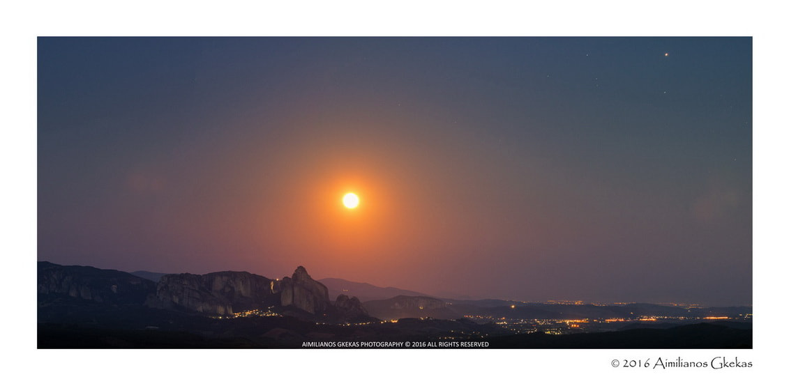 Canon EOS 760D (EOS Rebel T6s / EOS 8000D) sample photo. Full moon and mars meteora photography