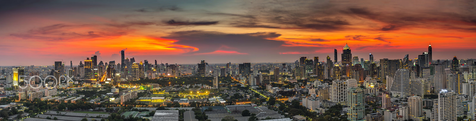 Pentax smc DA 35mm F2.8 Macro Limited sample photo. Panorama of bangkok cityscape at twilight time photography