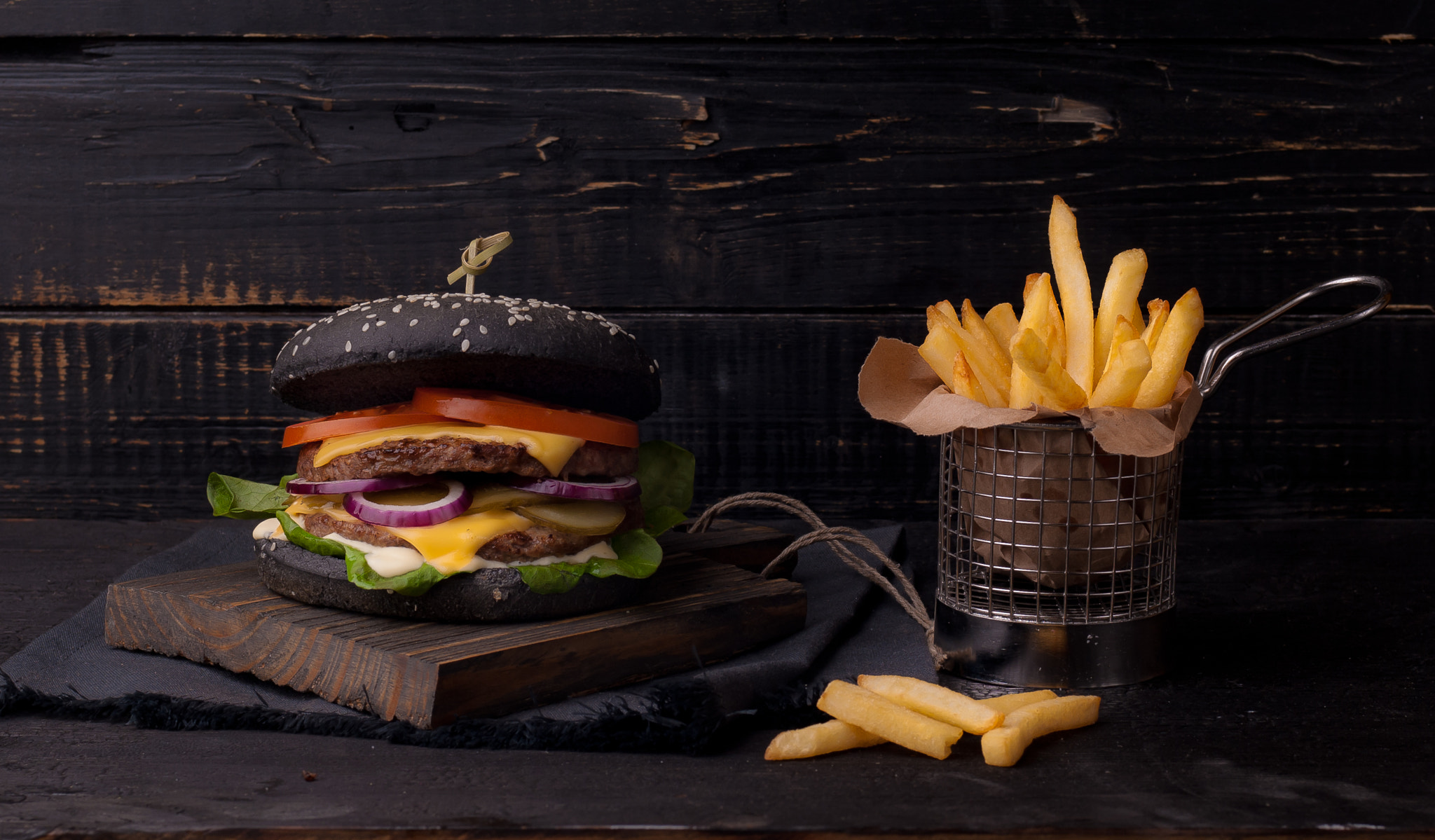 Nikon D200 + Nikon AF Nikkor 50mm F1.4D sample photo. Black burger photography