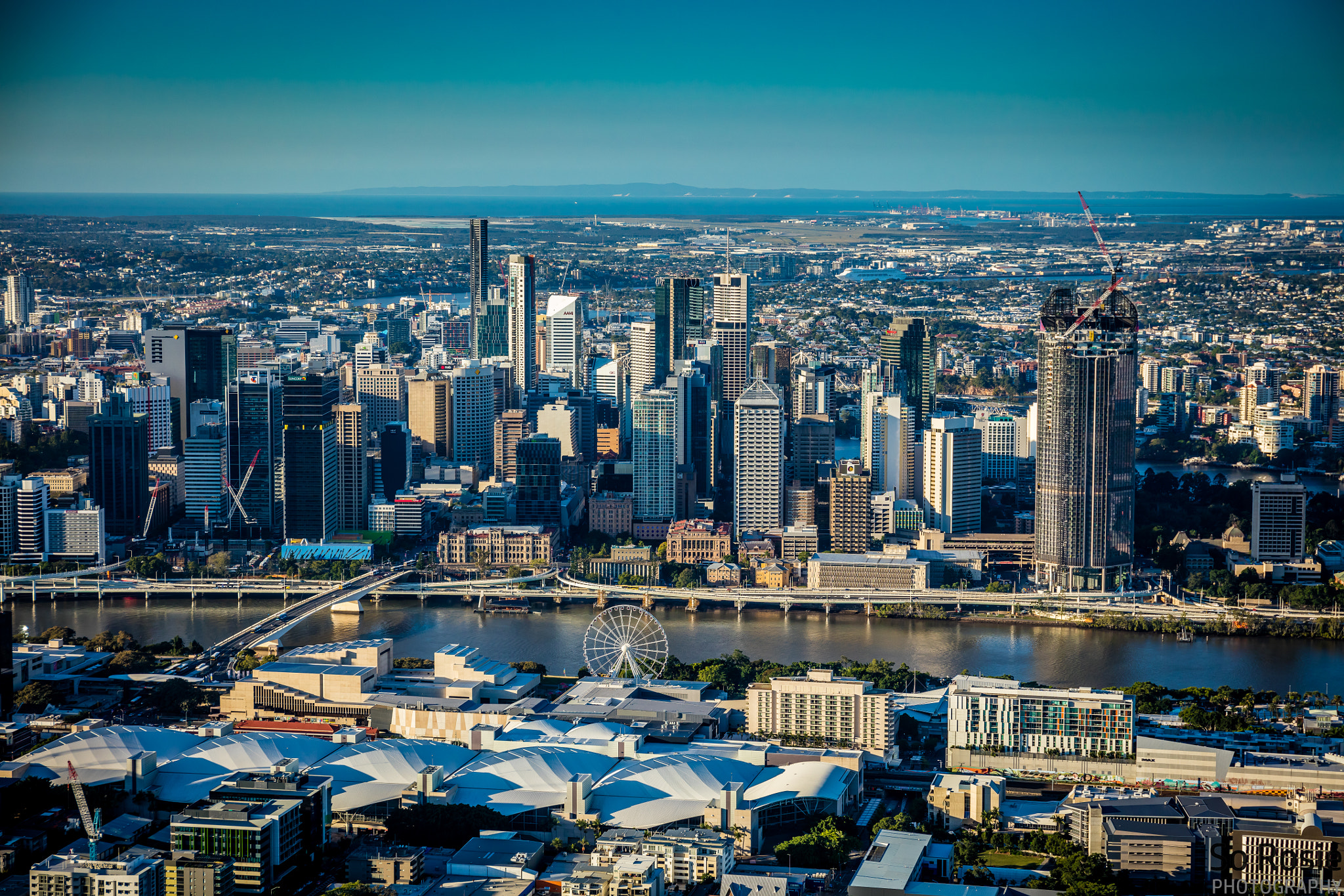 Canon EF 24-70mm F4L IS USM sample photo. Brisbane city by helicopter with canon collective photography