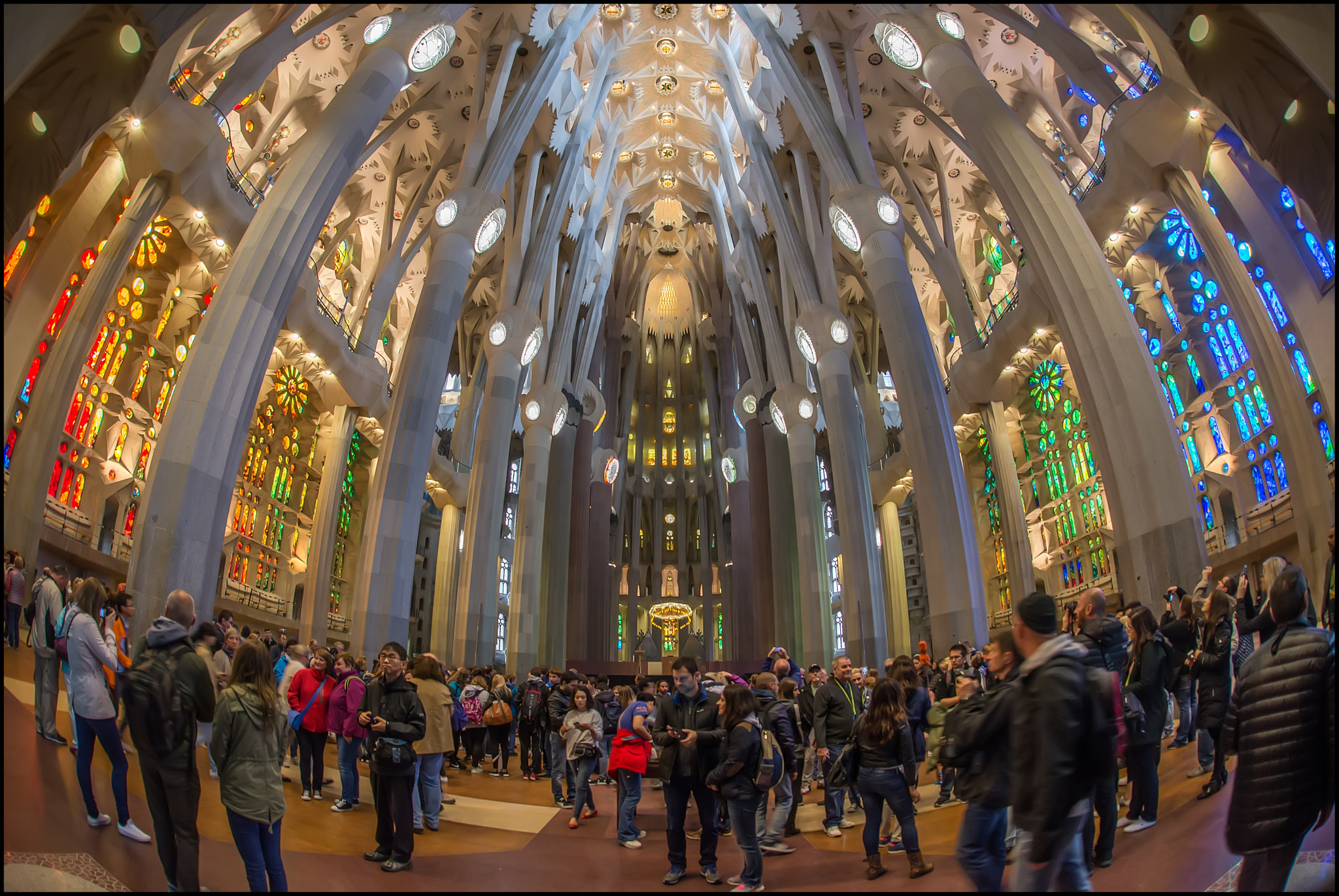 Nikon D610 + Sigma 15mm F2.8 EX DG Diagonal Fisheye sample photo. Basilica de la sagrada familia. photography
