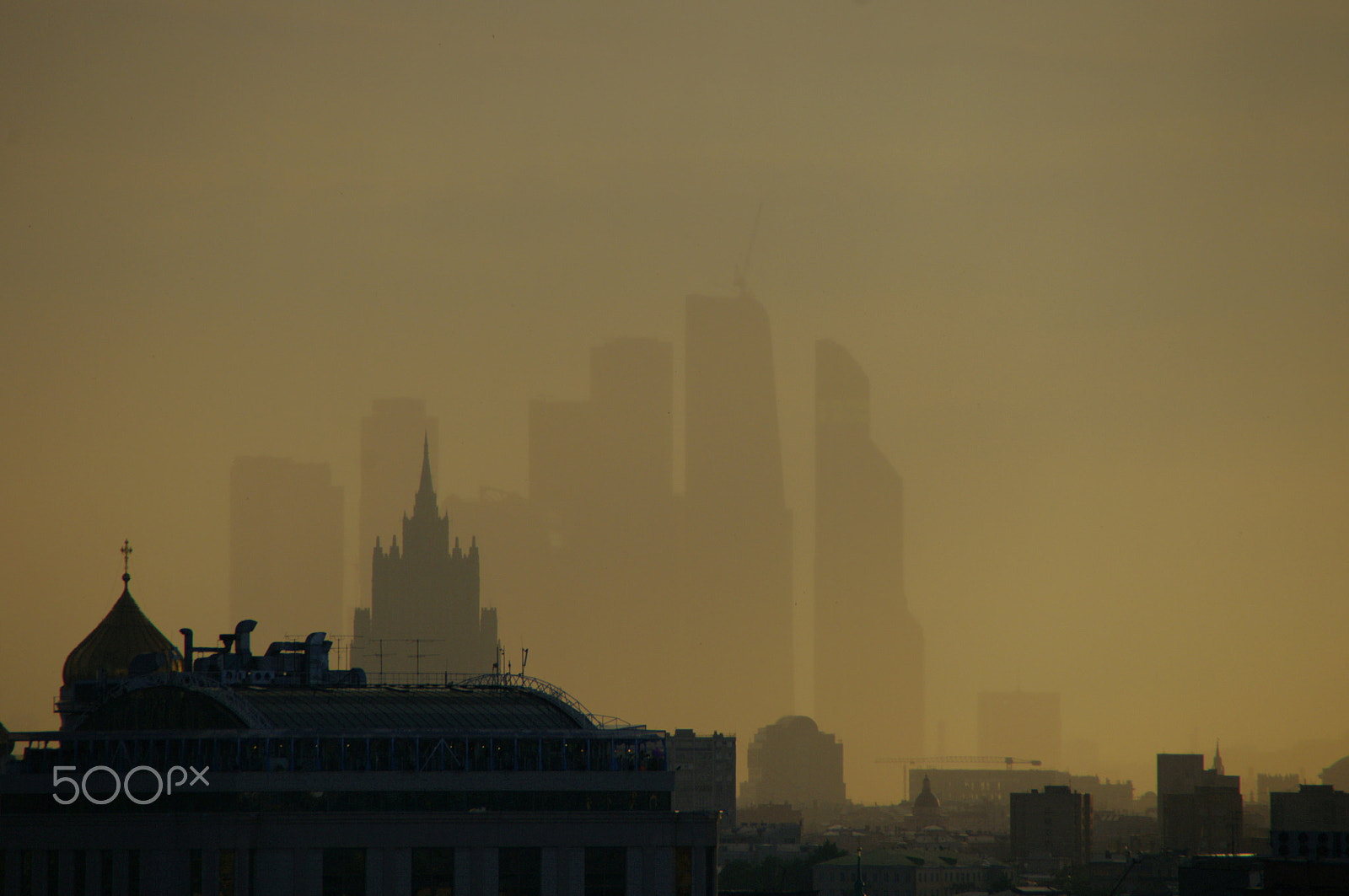Pentax K-x sample photo. Moscow-city ghost photography