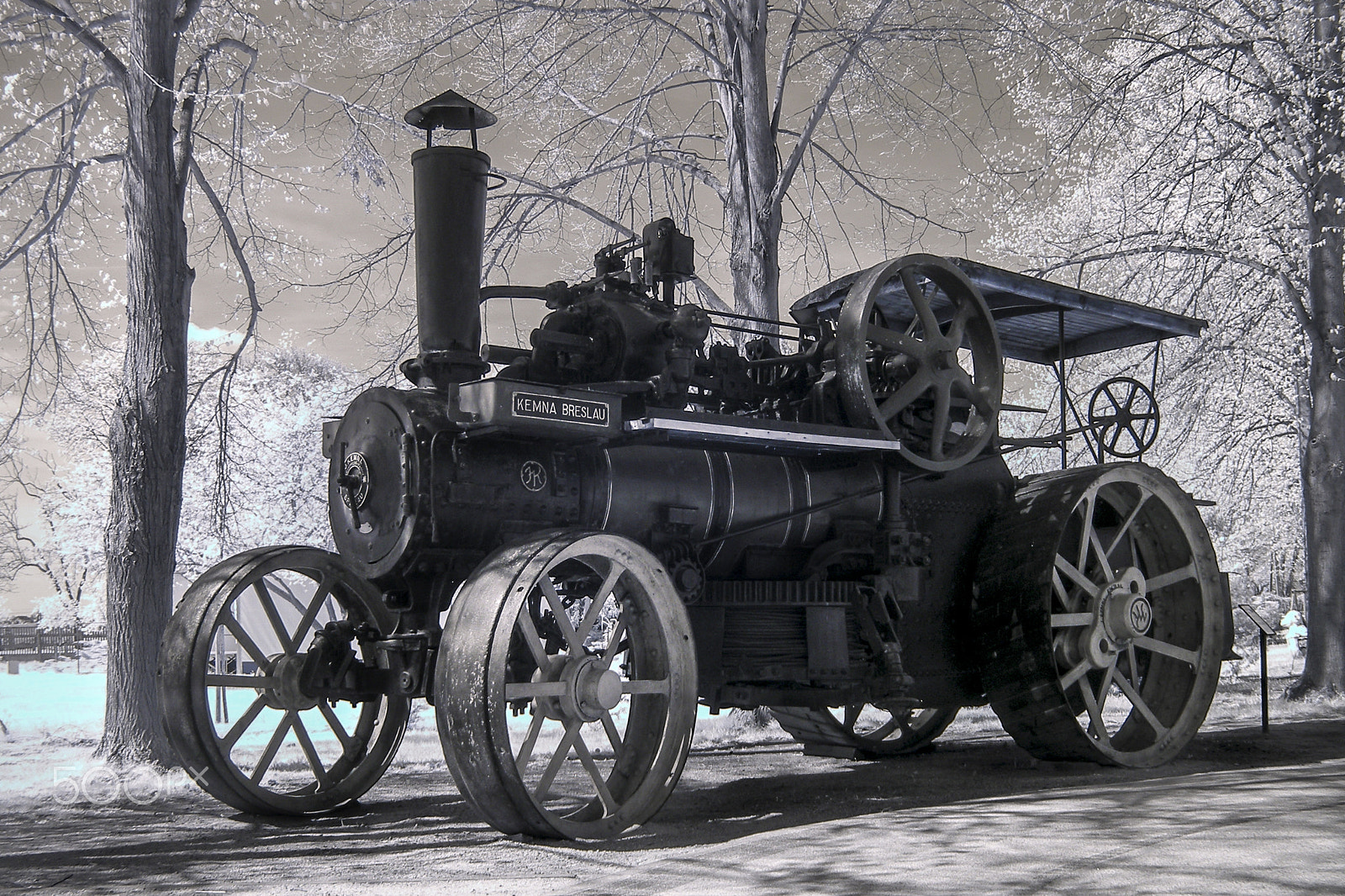 Olympus SP320 sample photo. Vintage tractor in ir photography