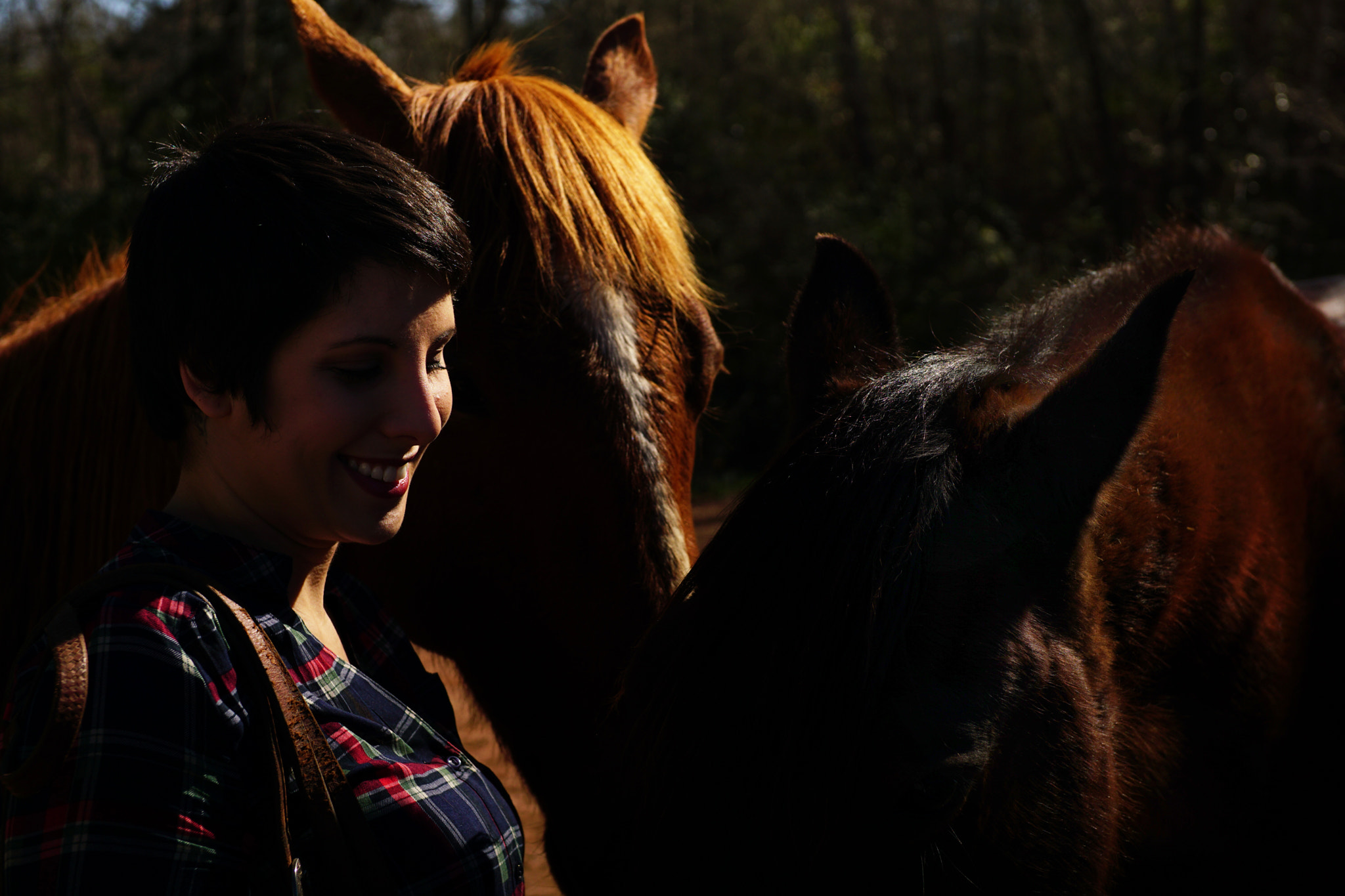 E 32mm F1.8 sample photo. Girl with horses photography