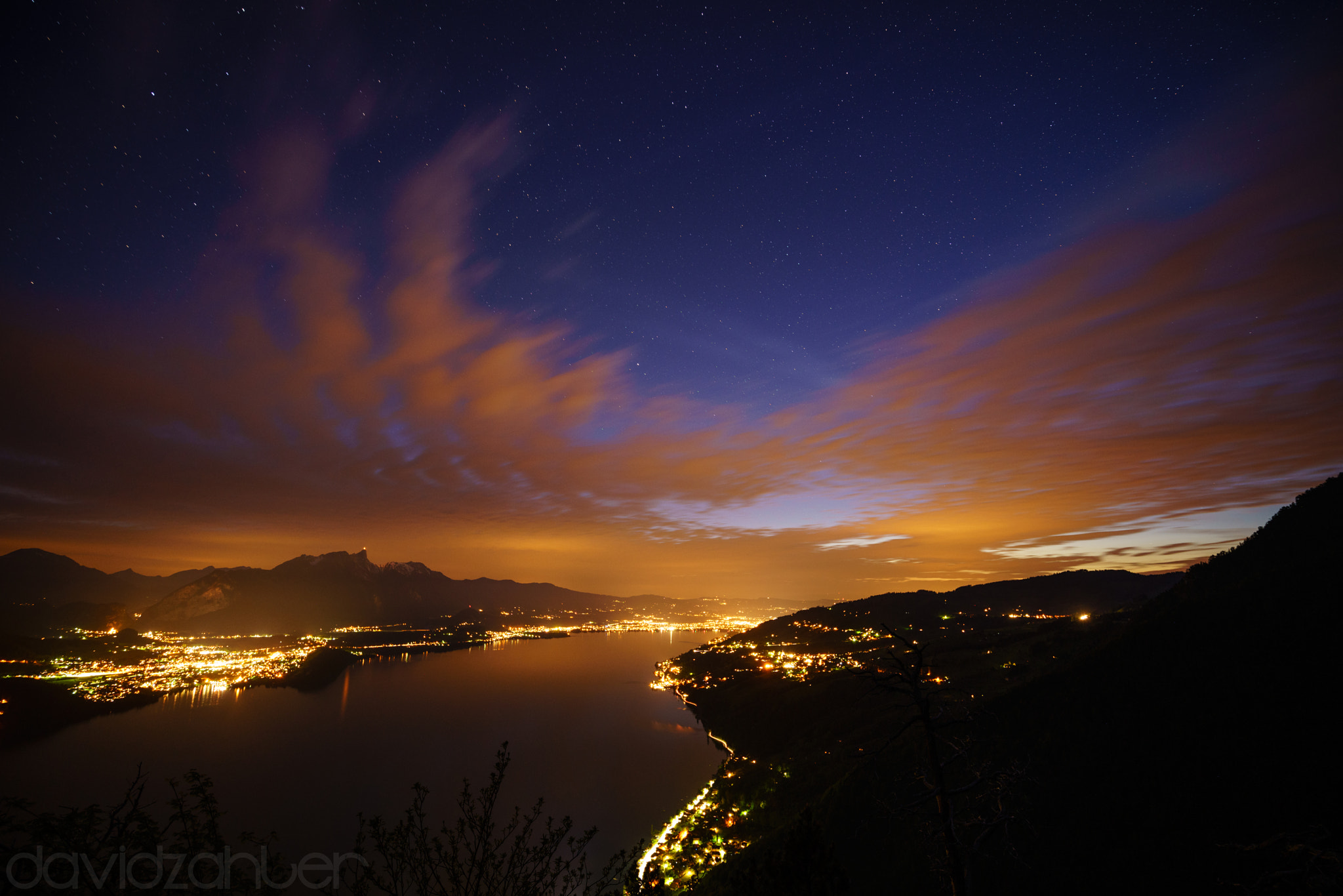 Sony a7R II + Tamron Lens (255) sample photo. Night over thun photography