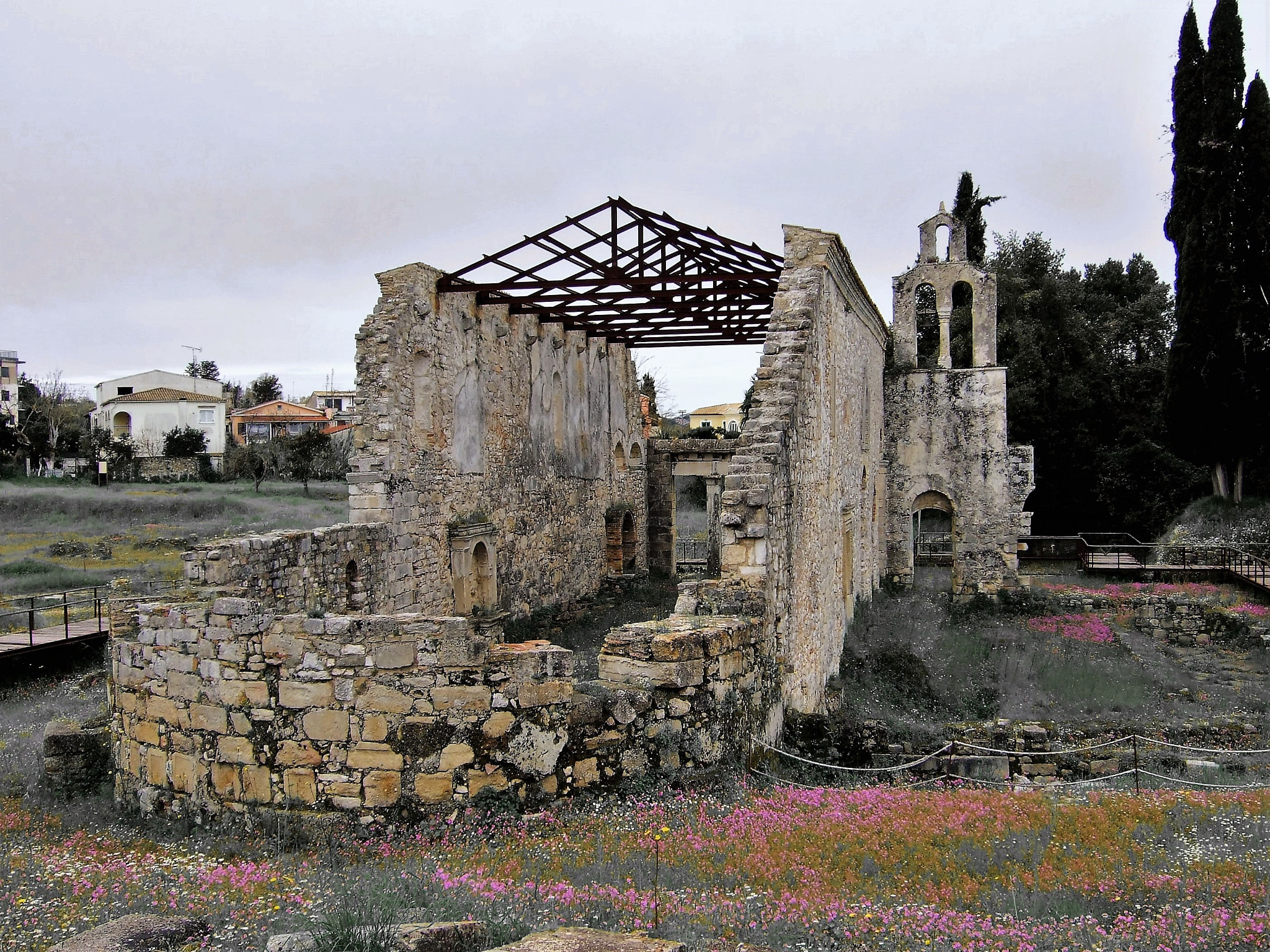 Fujifilm FinePix F31fd sample photo. Ruins of the old basilica in paleopolis corfu town photography