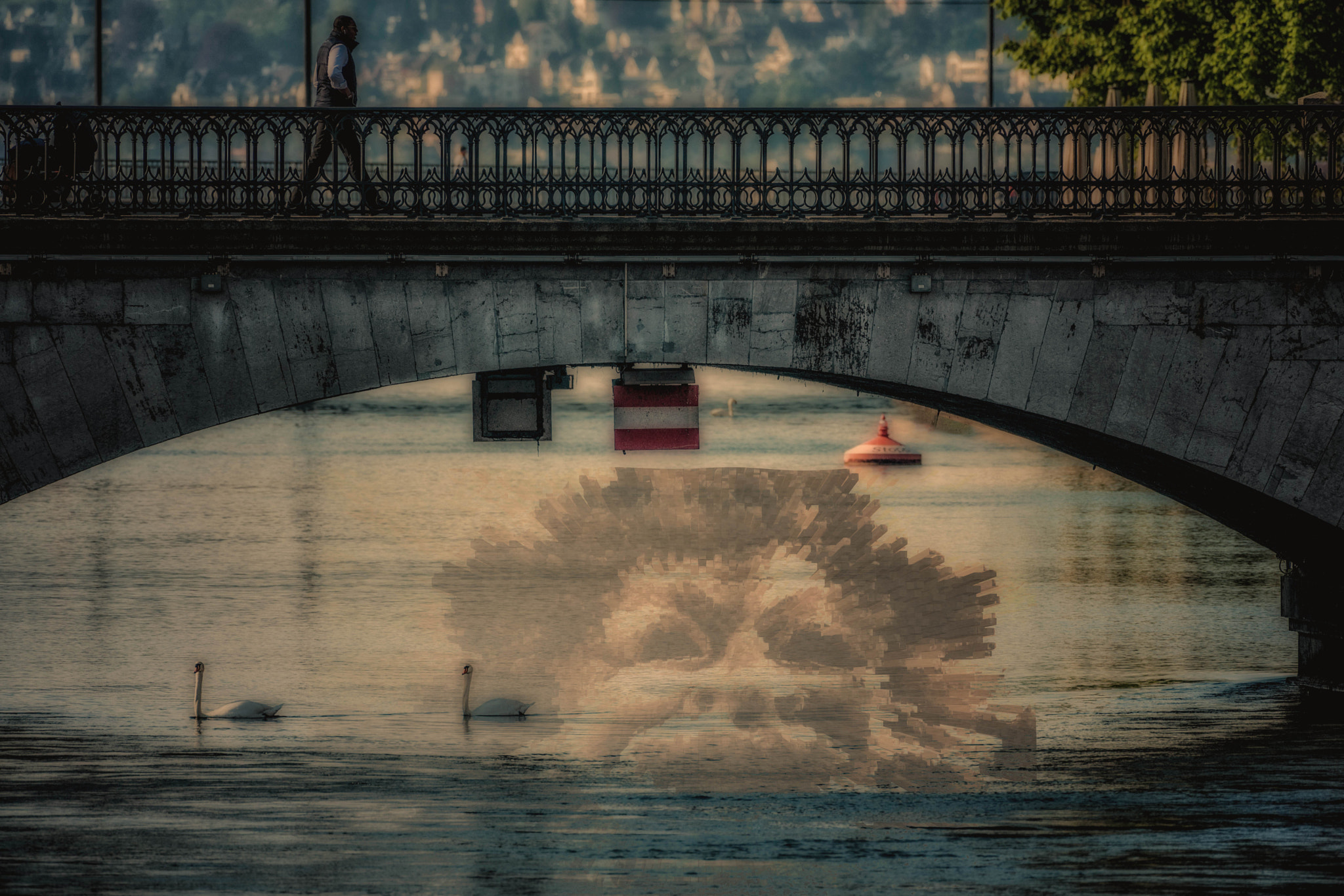 Nikon D3X sample photo. Hometown bridge water ghost photography