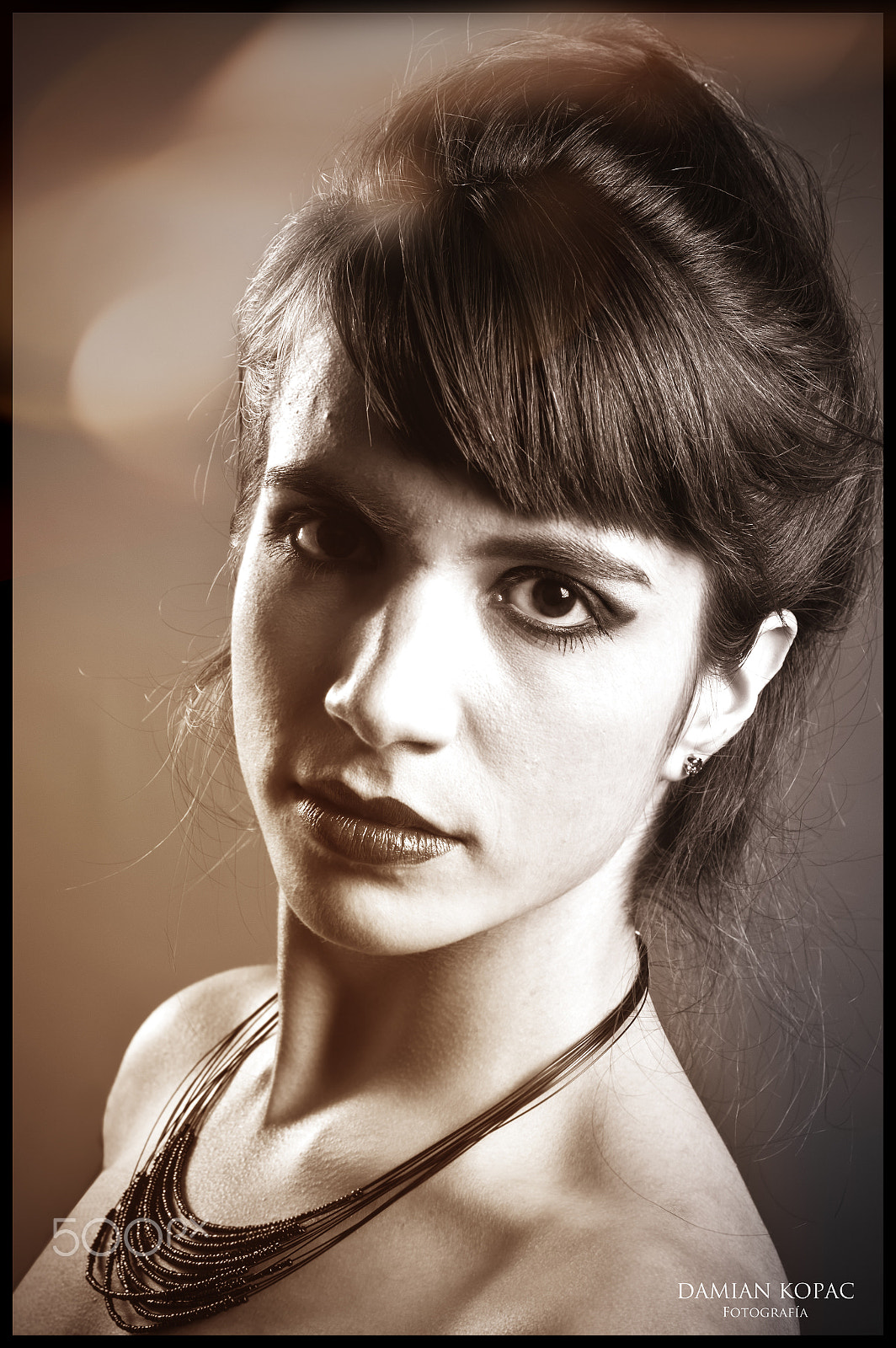 Nikon D3200 + AF Zoom-Nikkor 35-70mm f/2.8D sample photo. Portrait model julieta sepia photography