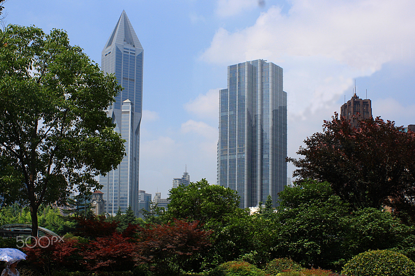 Canon EF 28-90mm f/4-5.6 sample photo. Trees and skyscrapers at shanghai photography