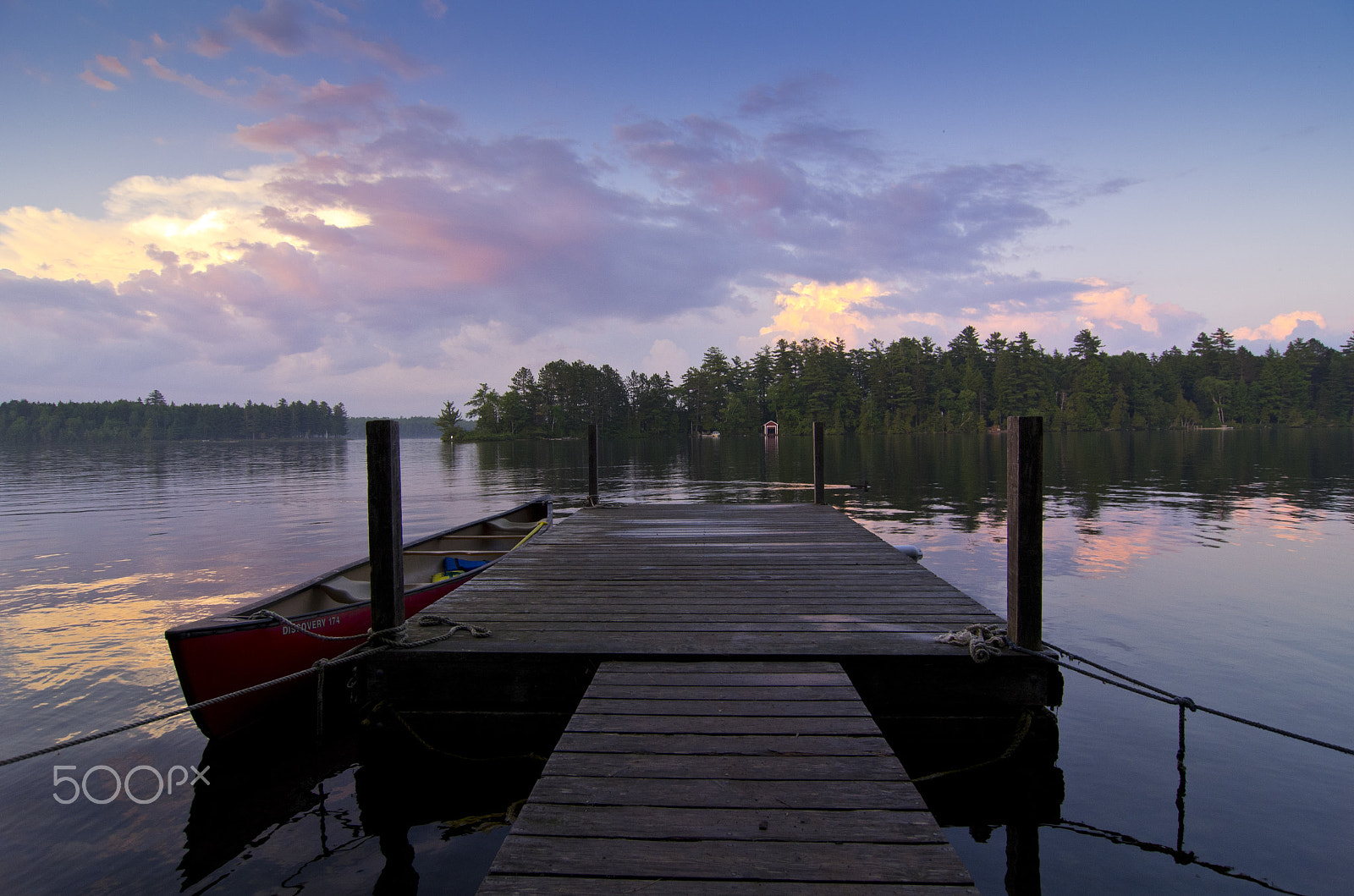 Pentax K-5 sample photo. Rideouts lodge dock at sunset photography