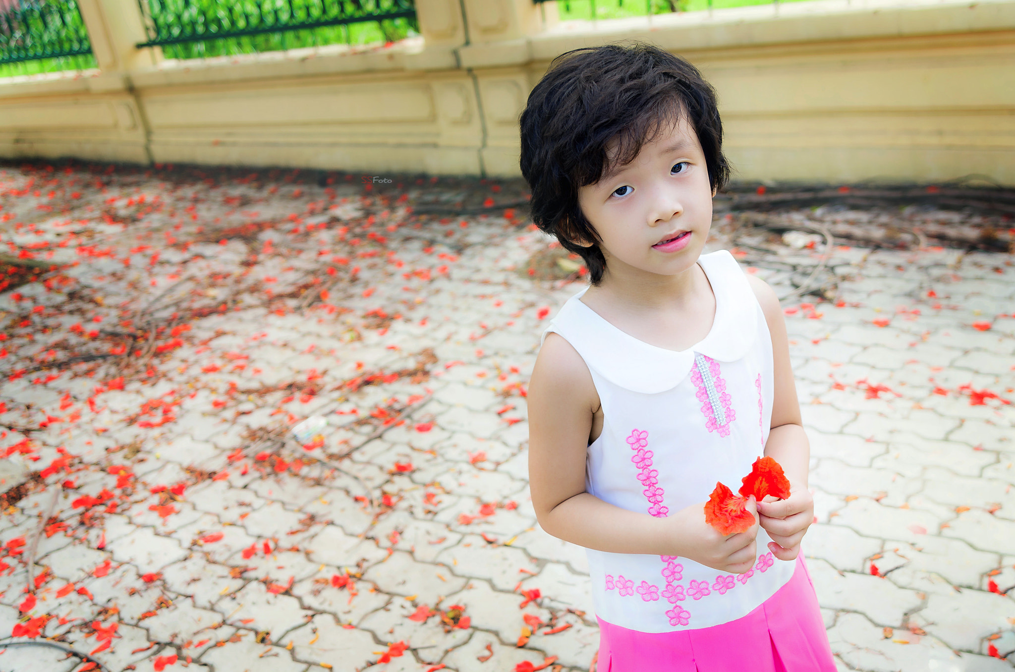 Pentax K-5 IIs sample photo. A little flower-girl on the street photography