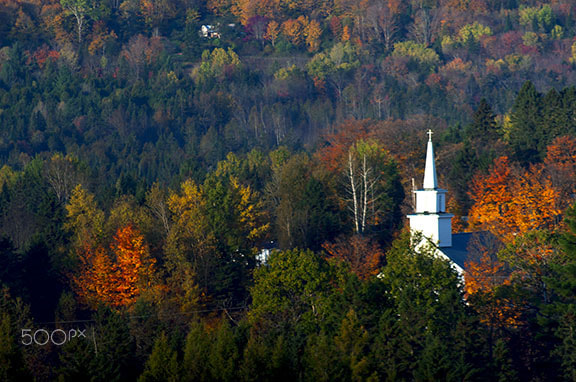 Nikon D700 + AF Nikkor 70-210mm f/4-5.6 sample photo. Country  church in new hampshire photography