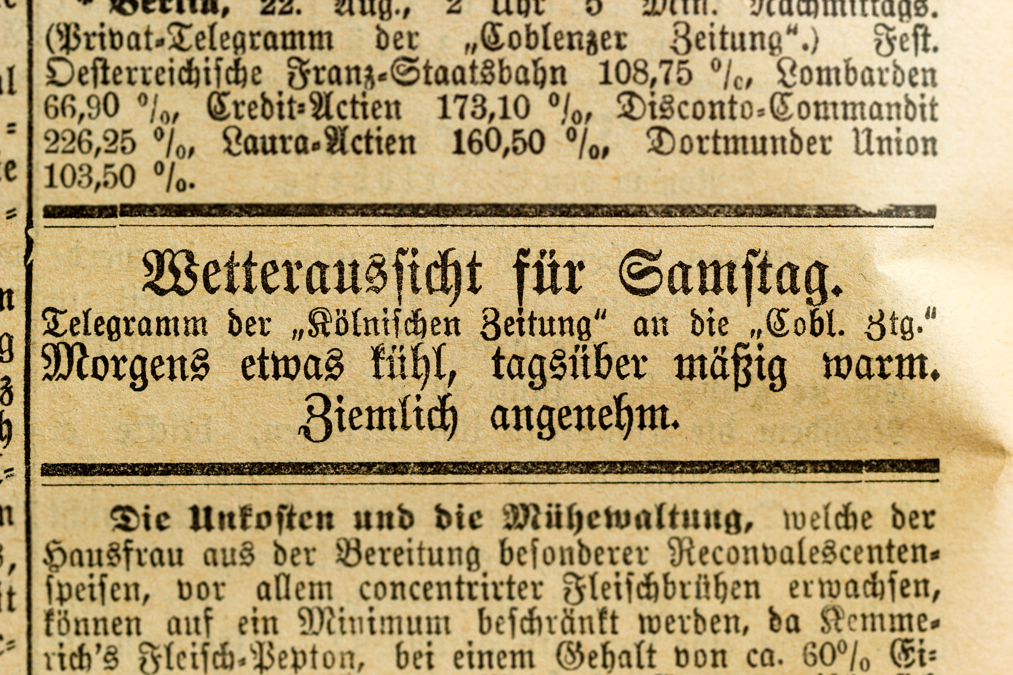 Canon EOS 60D + Sigma 105mm F2.8 EX DG Macro sample photo. Coblenzer zeitung 1890: weather report photography