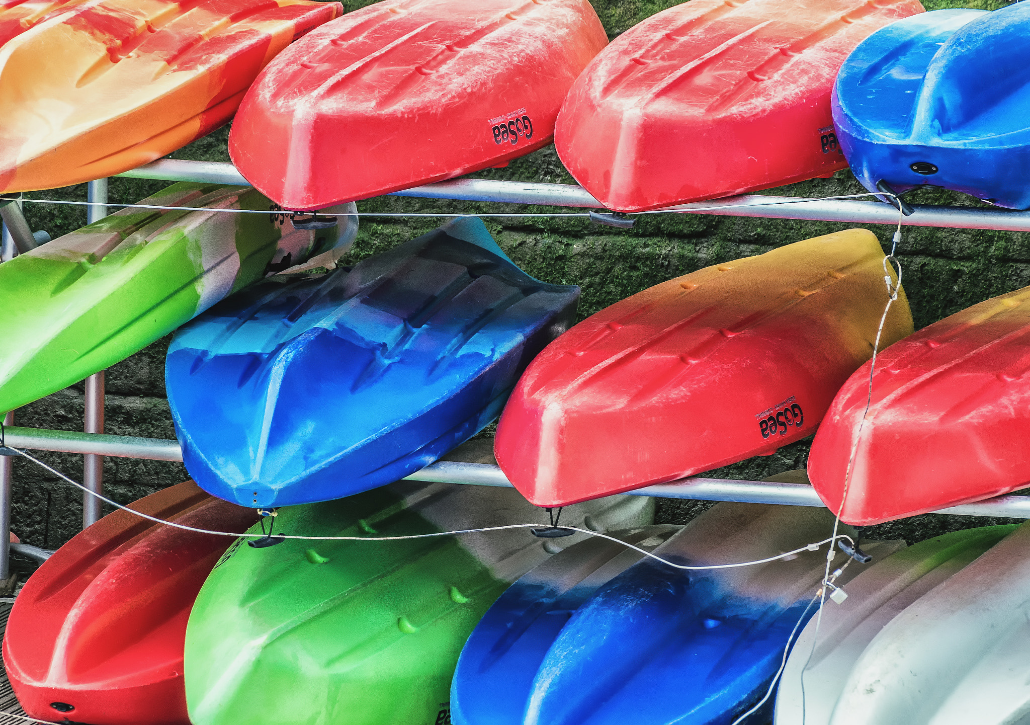 Pentax K-S1 + Sigma sample photo. Colourful kayaks photography