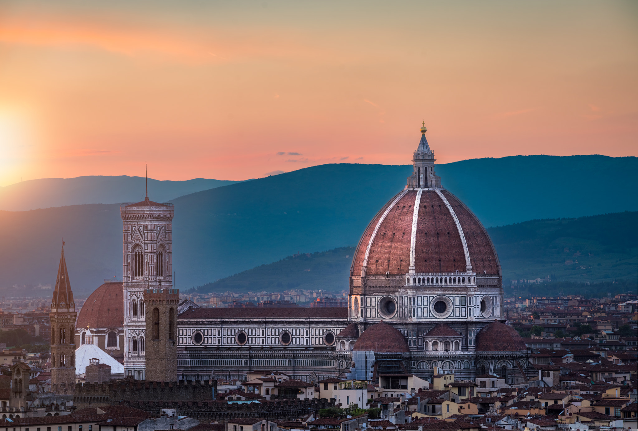Sony a7R + Canon EF 70-200mm F2.8L IS II USM sample photo. Florence's duomo at sunset. photography