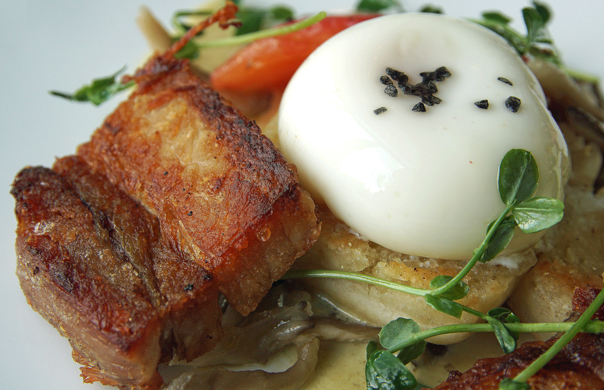 Sony ILCA-77M2 sample photo. Pork belly and eggs photography