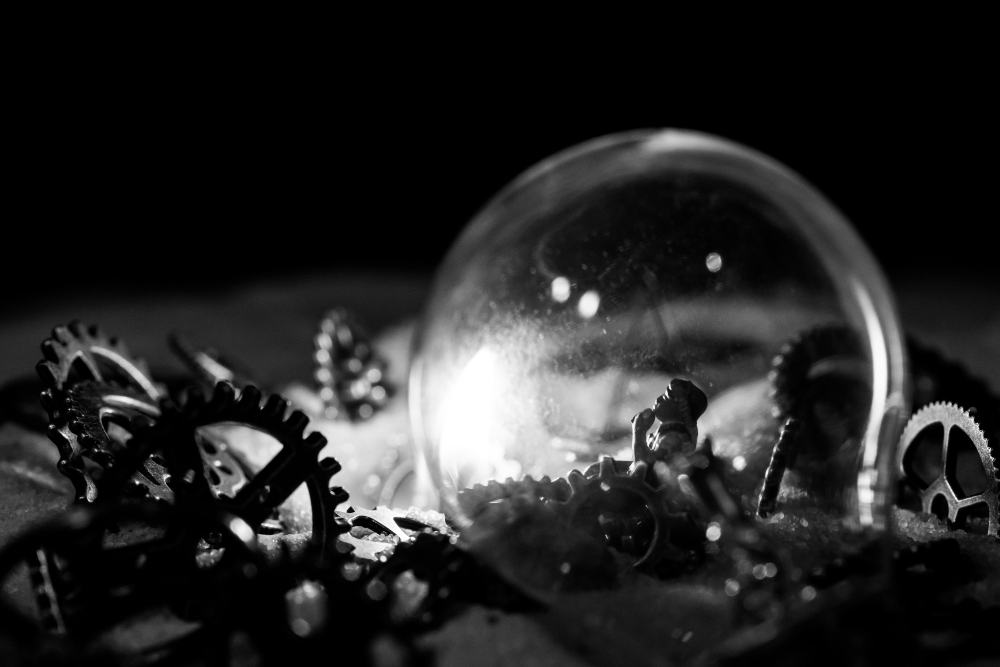 Sony a7R II + Sigma 70mm F2.8 EX DG Macro sample photo. Macro post-apocalypic steampunk scene photography