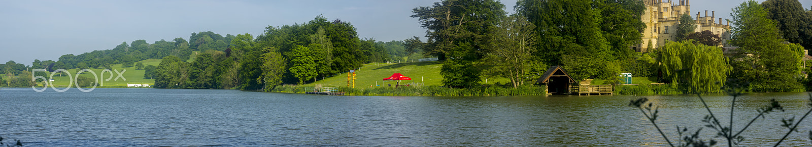 Sony Alpha NEX-5 + Sigma 70-300mm F4-5.6 DL Macro sample photo. Sherborne castle pano photography