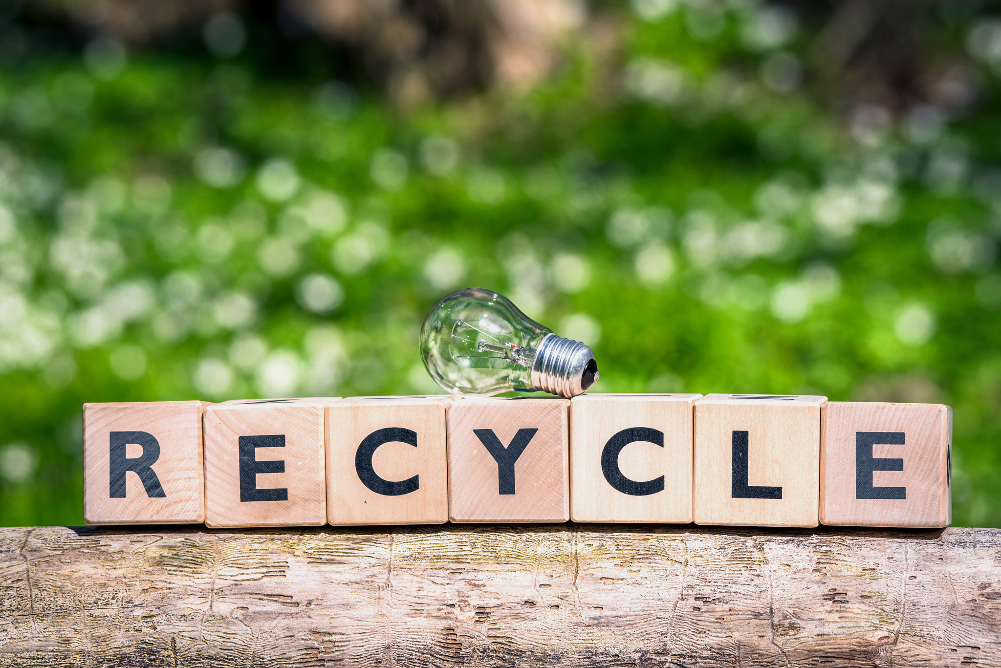Sony 70-400mm F4-5.6 G SSM II sample photo. Bulb on a recycle sign photography