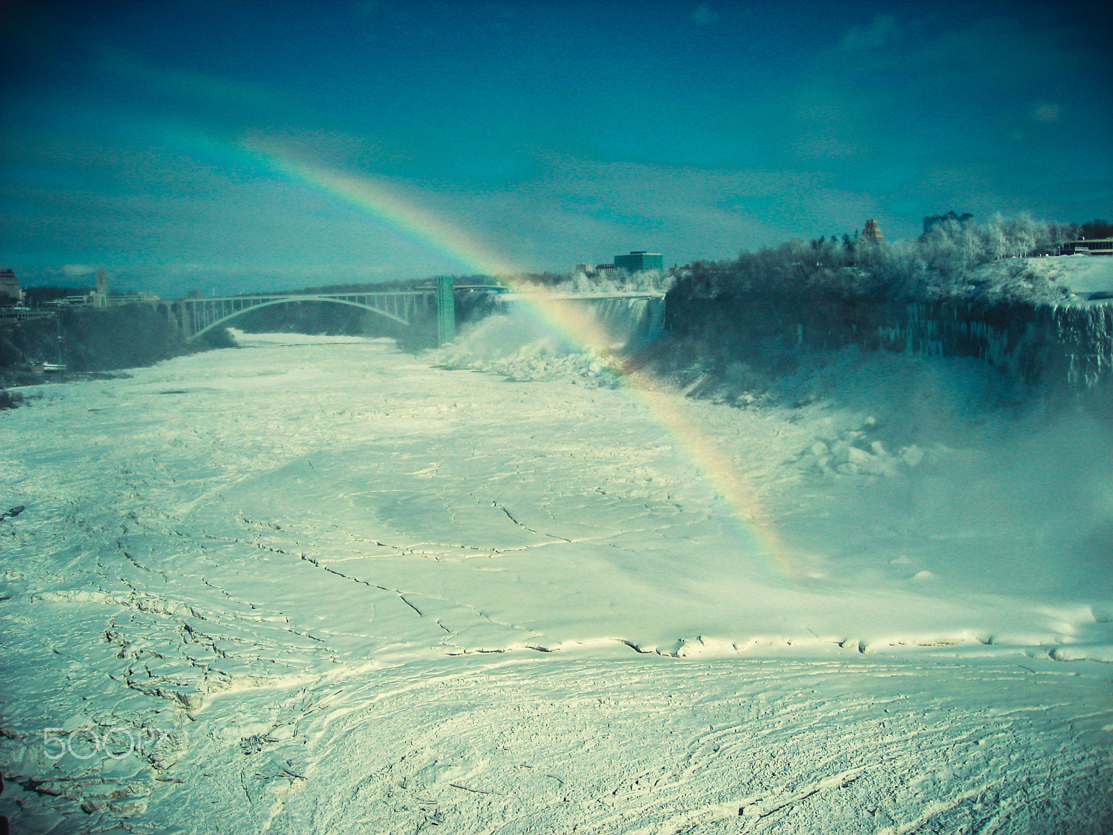 Canon POWERSHOT SD700 IS sample photo. Rainbow over the falls photography