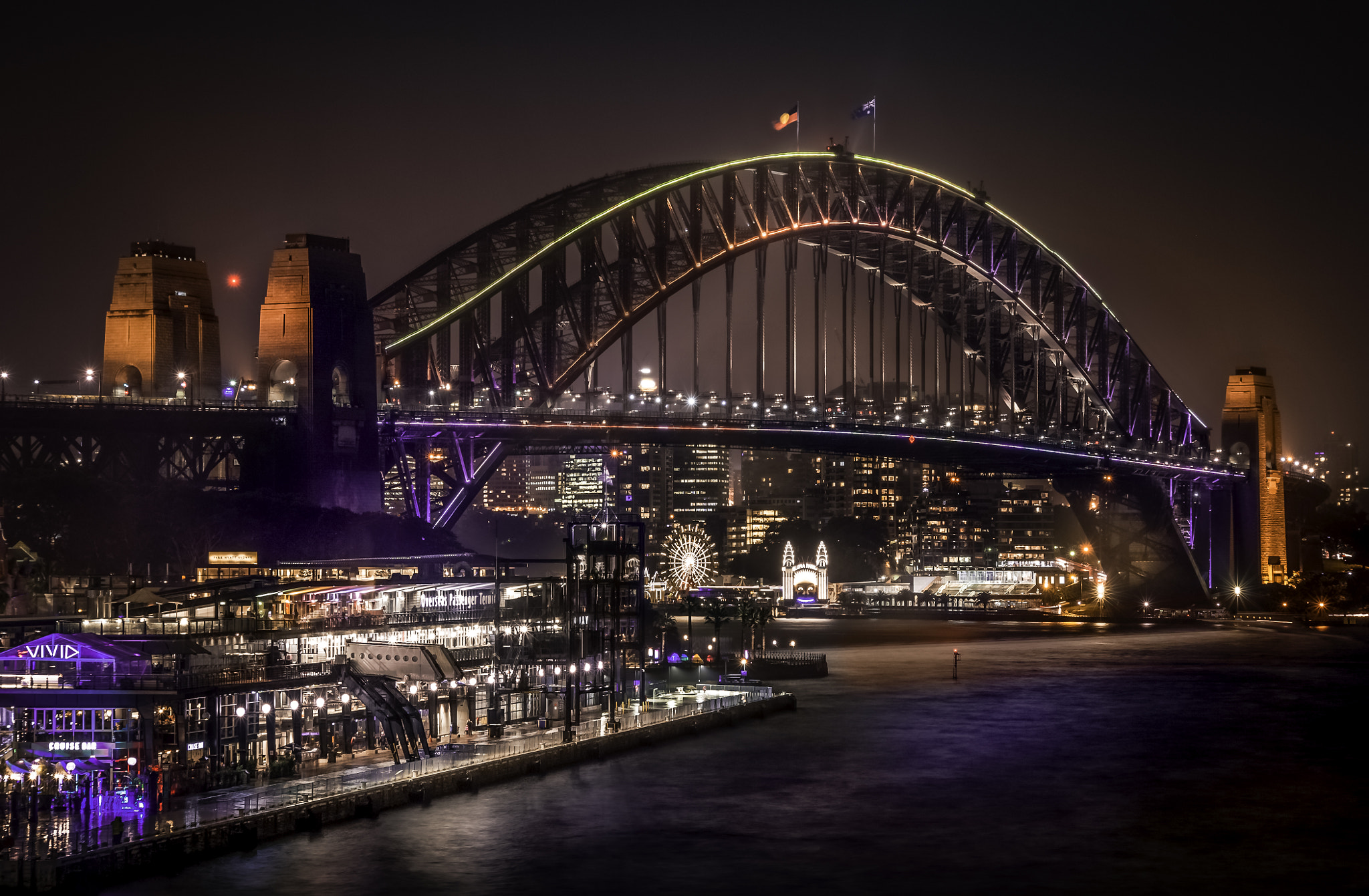 Nikon D700 + AF Nikkor 70-210mm f/4-5.6D sample photo. Sydney harbour bridge vivid photography