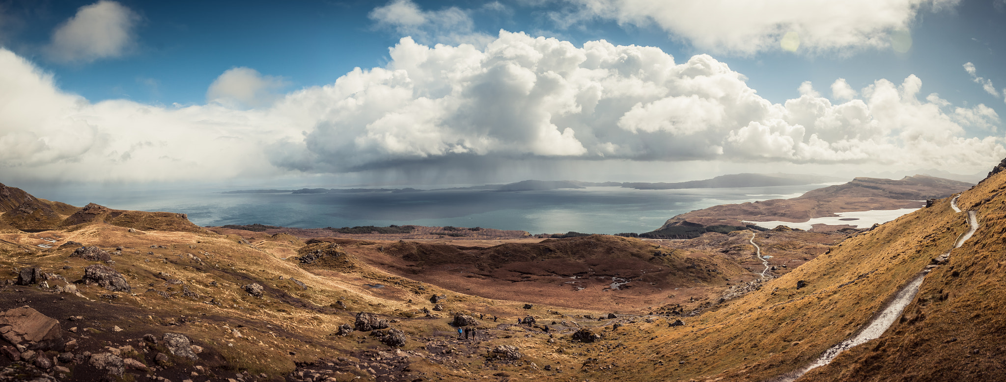Pentax K20D sample photo. Old man of storr panorama photography