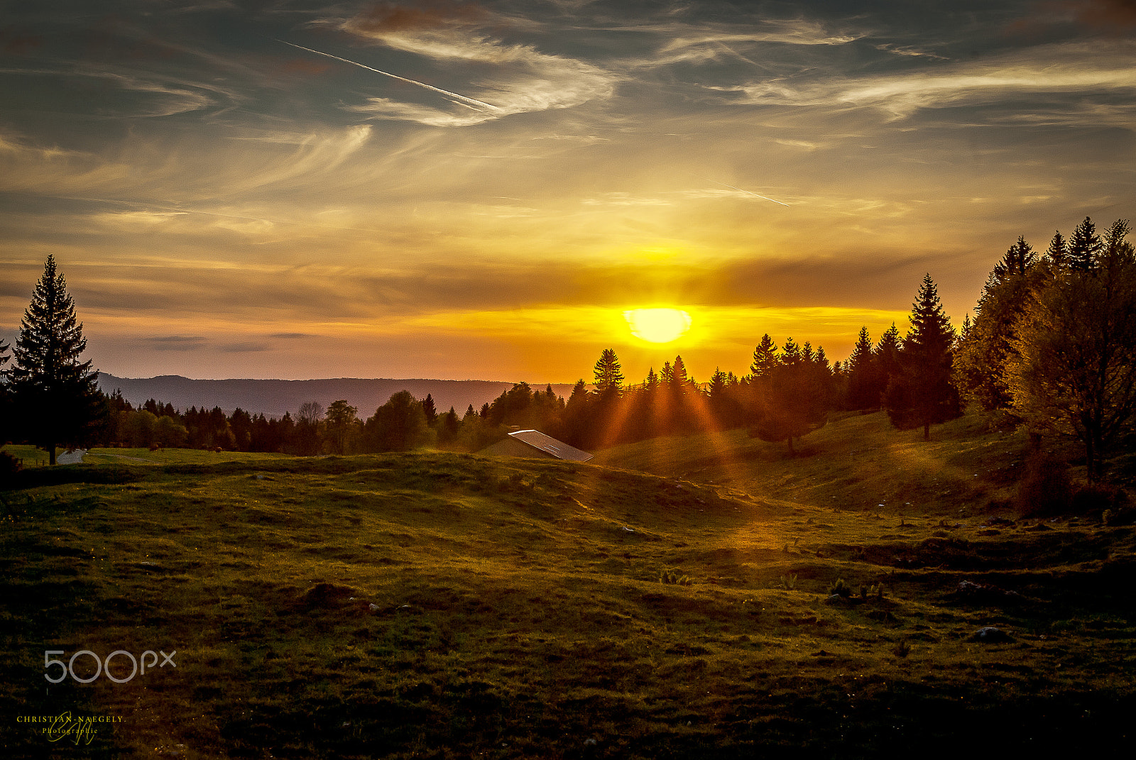 Nikon D200 sample photo. Sunset over the barthelette farm. mont d'or photography