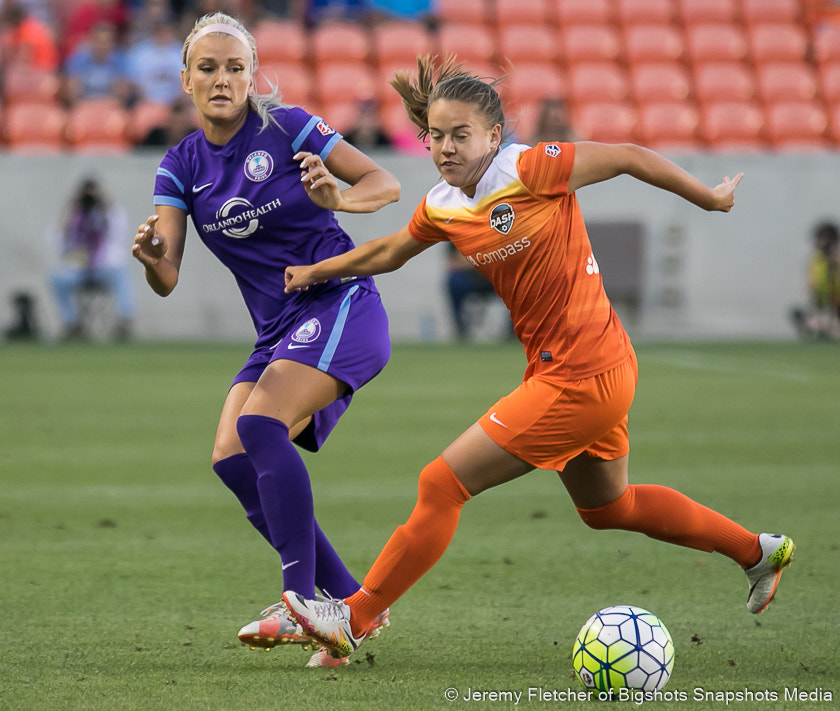 Canon EOS 7D Mark II + Sigma 100-300mm f/4 sample photo. Houston dash vs orlando pride here at bbva compass stadium in houston texas may 20, 2016 photography