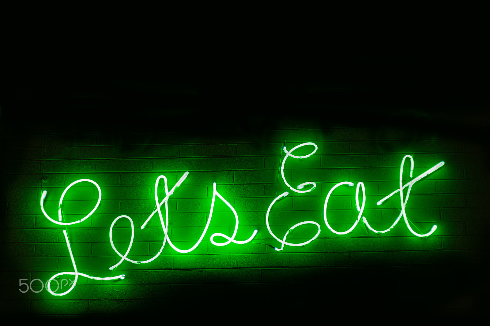 Sony Alpha DSLR-A700 + Sony 50mm F1.4 sample photo. Let's eat neon sign photography