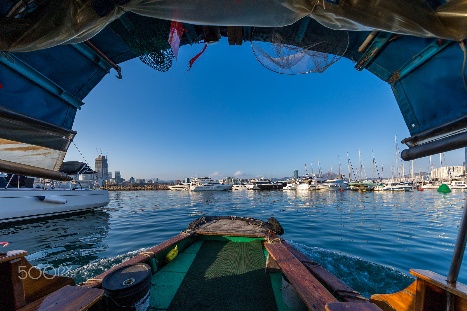 Canon EF 11-24mm F4L USM sample photo. View from sampan at causeway bay typhoon shelter photography