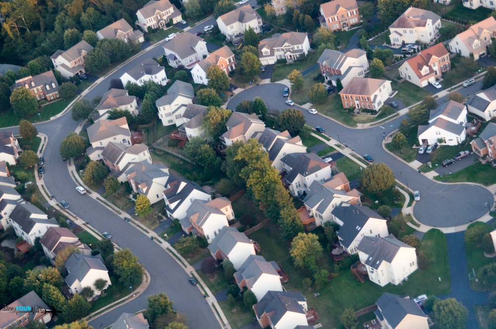 Sony DT 18-250mm F3.5-6.3 sample photo. Suburban neighborhood from a birdseye view photography