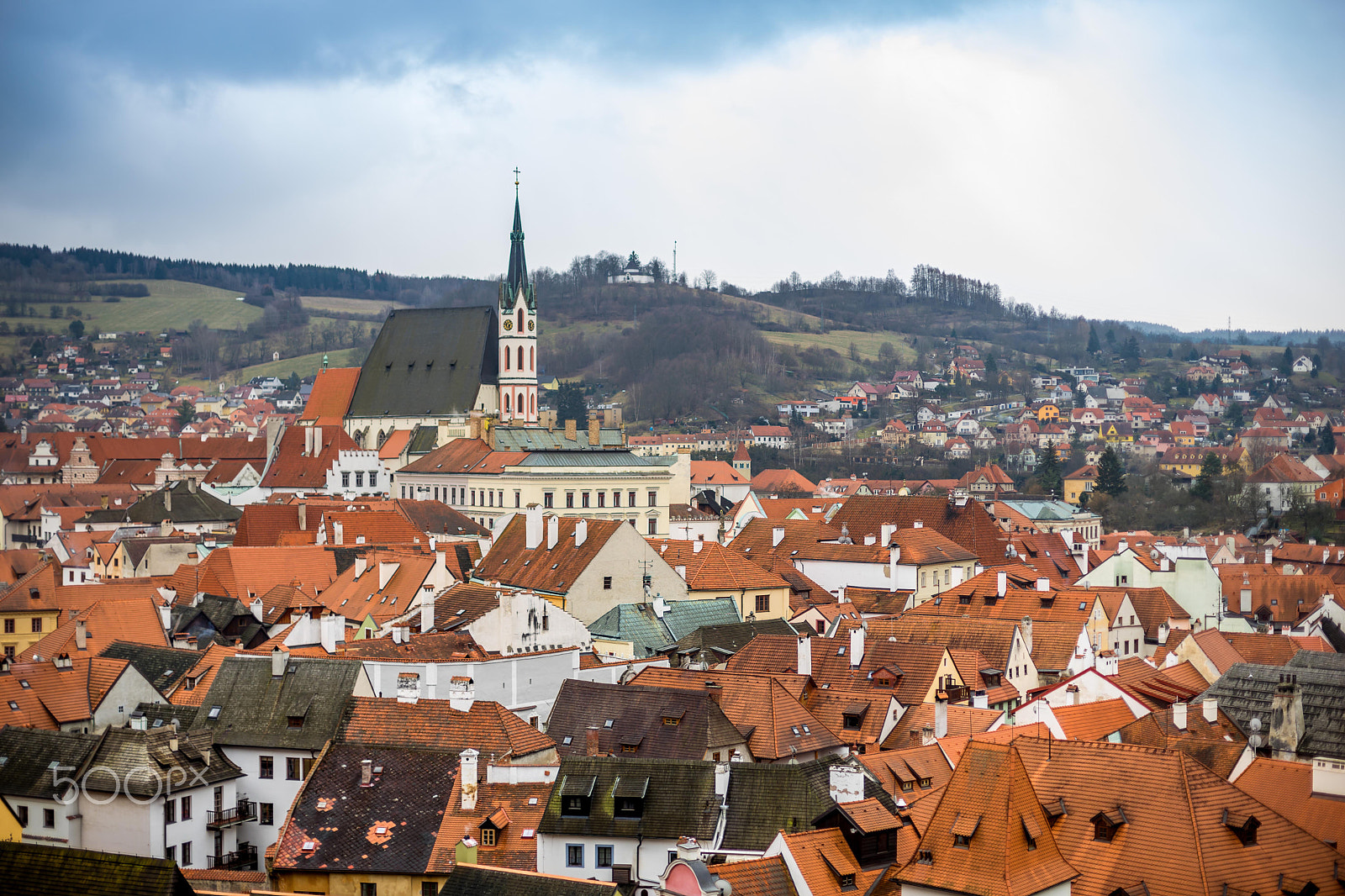 Sony a7 II sample photo. The old town view from cesky krumlov castle in cloudy day photography