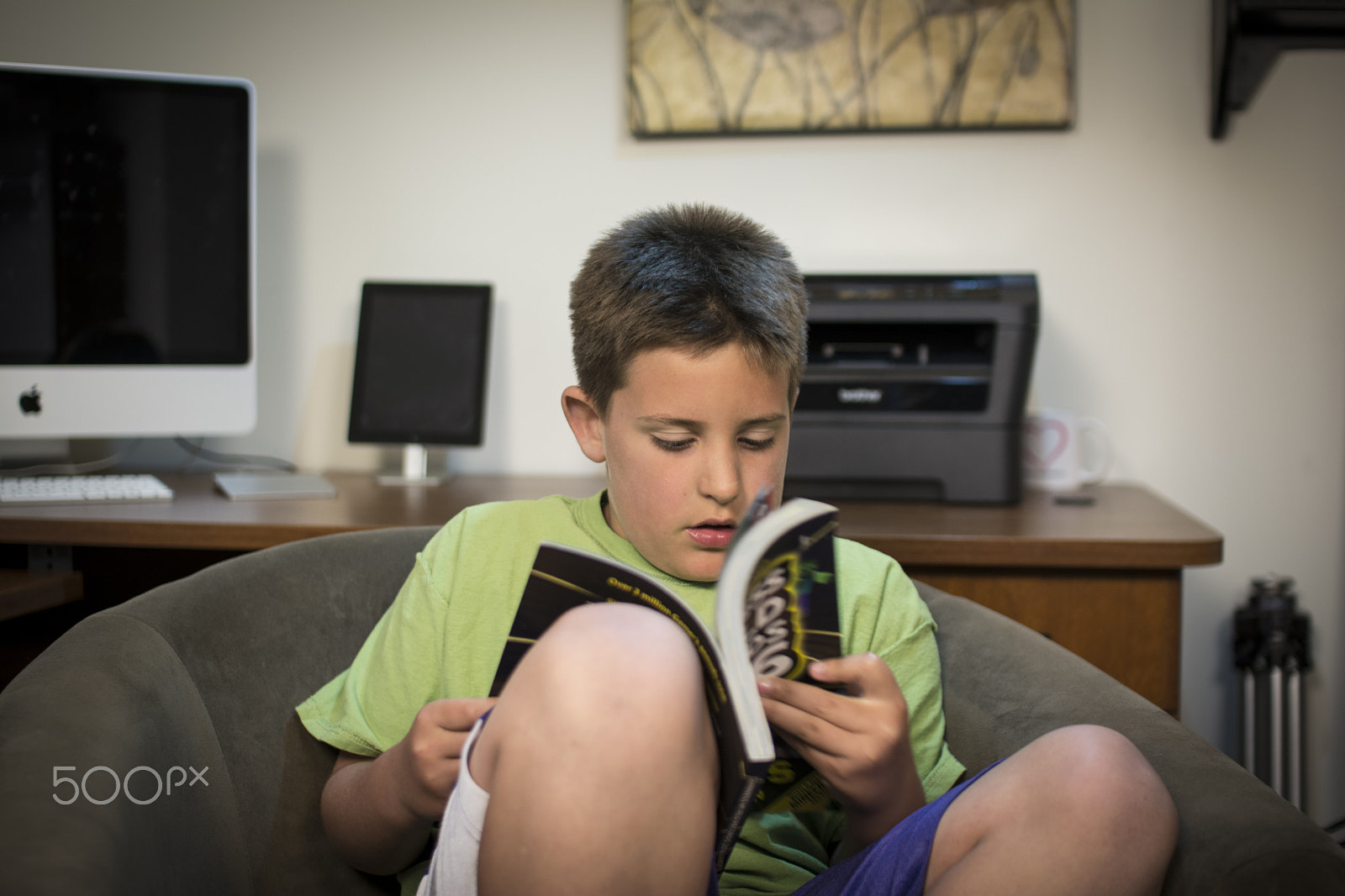 Nikon D5200 + Sigma 30mm F1.4 EX DC HSM sample photo. Boy reading a book in a study photography