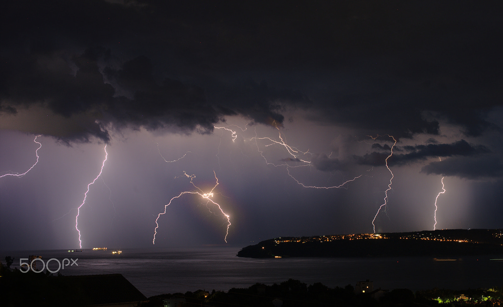 Canon EOS 6D + Canon EF 50mm F2.5 Macro sample photo. Lightnings over varna's bay at night. photography