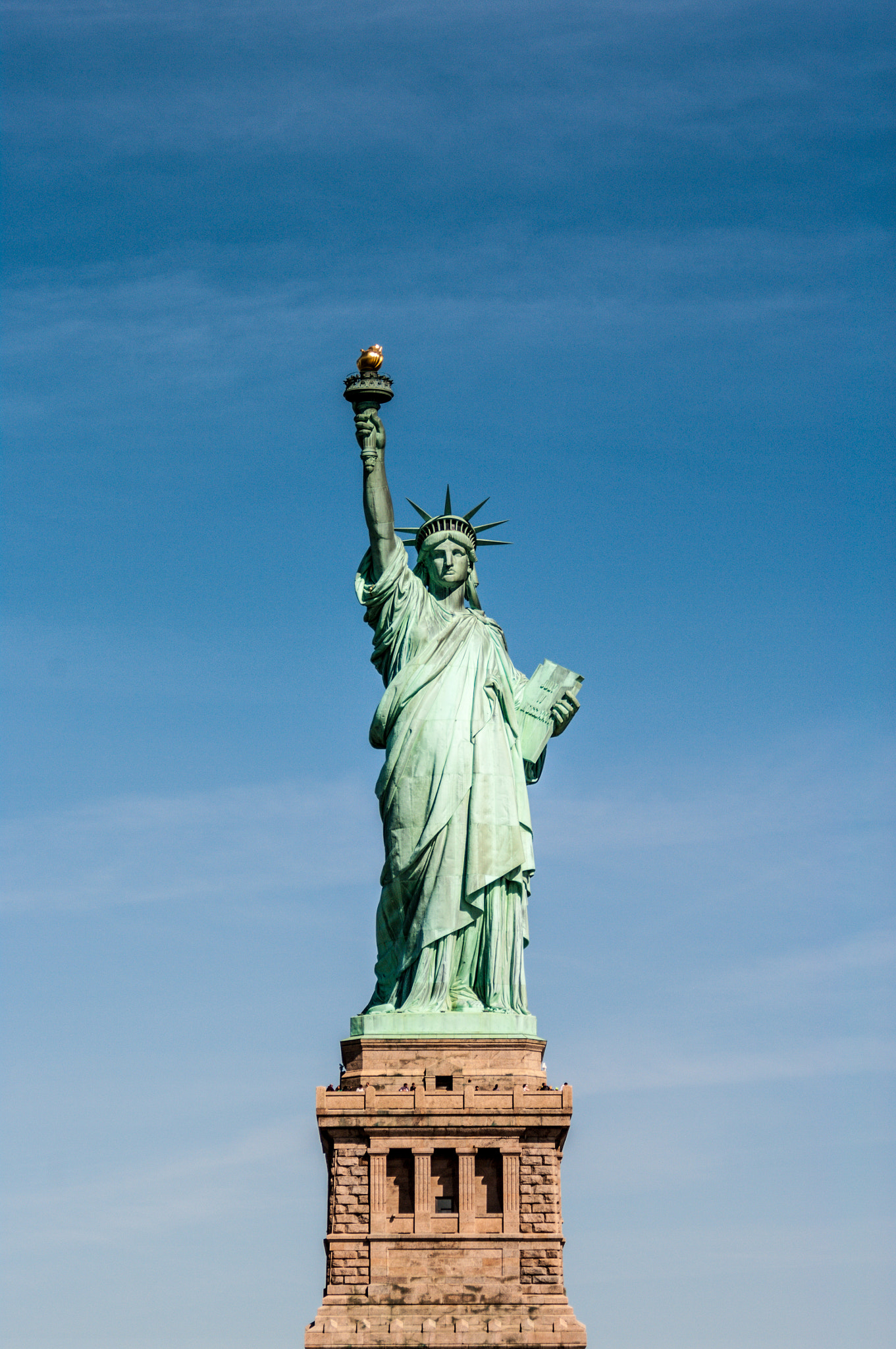 Pentax K20D sample photo. Statue of liberty from ferry photography