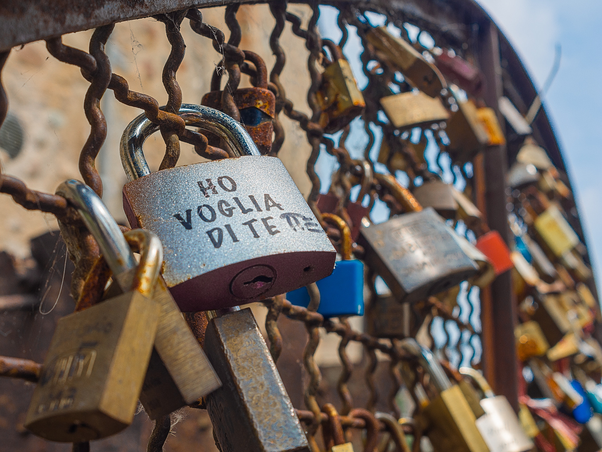 AF Zoom-Nikkor 35-70mm f/3.3-4.5 N sample photo. Padlock on grid photography