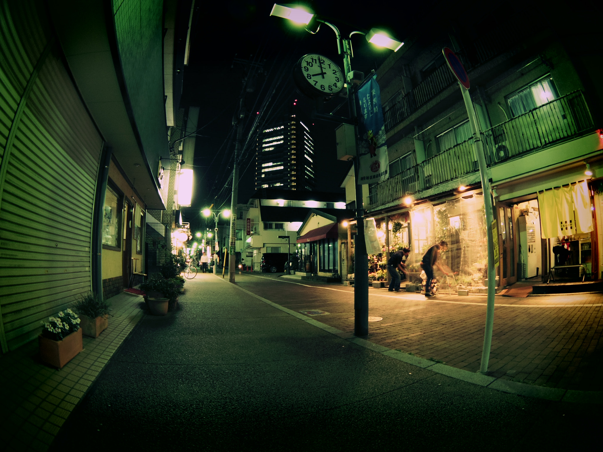 Pentax 03 Fish-Eye sample photo. 夜の街 photography