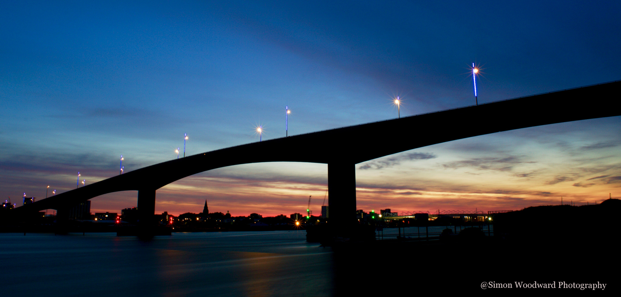 Nikon D3200 + Nikon AF-S DX Nikkor 18-55mm F3.5-5.6G VR II sample photo. The itchen bridge at sunset in southampton england,2 mins from where i live. photography