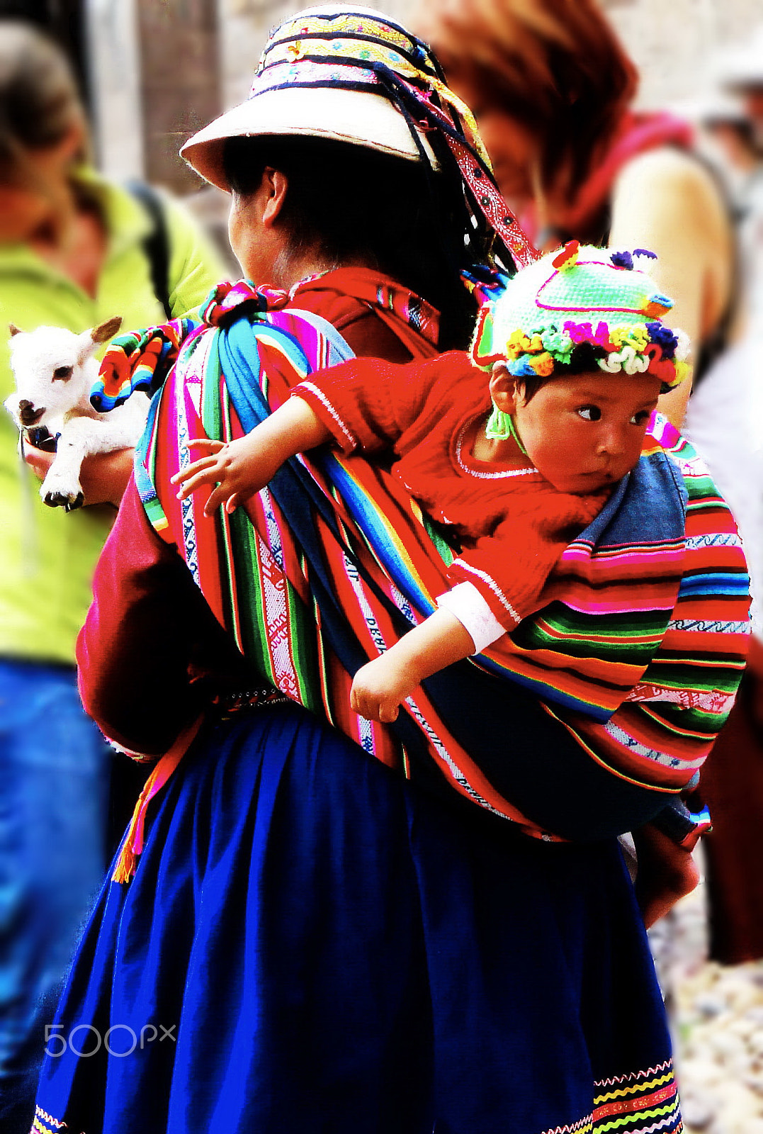 Sony DSC-W270 sample photo. Quechua baby and mother with a baby llama photography