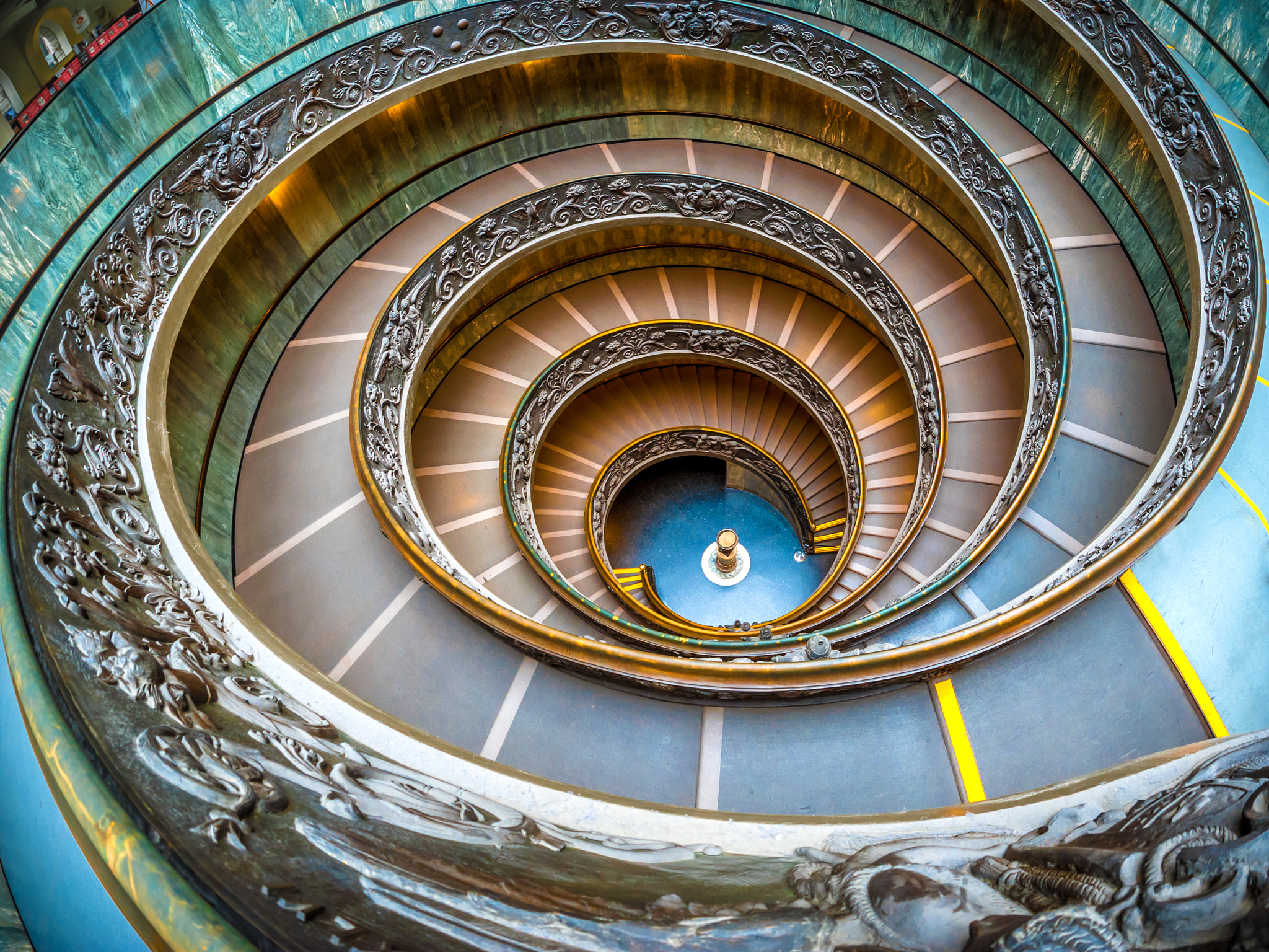 Nikon D700 + Sigma 15mm F2.8 EX DG Diagonal Fisheye sample photo. The momo staircase, vatican museums photography