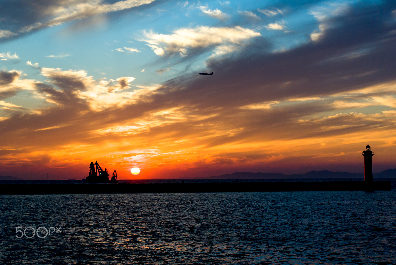 Pentax K10D sample photo. Osaka bay evening photography