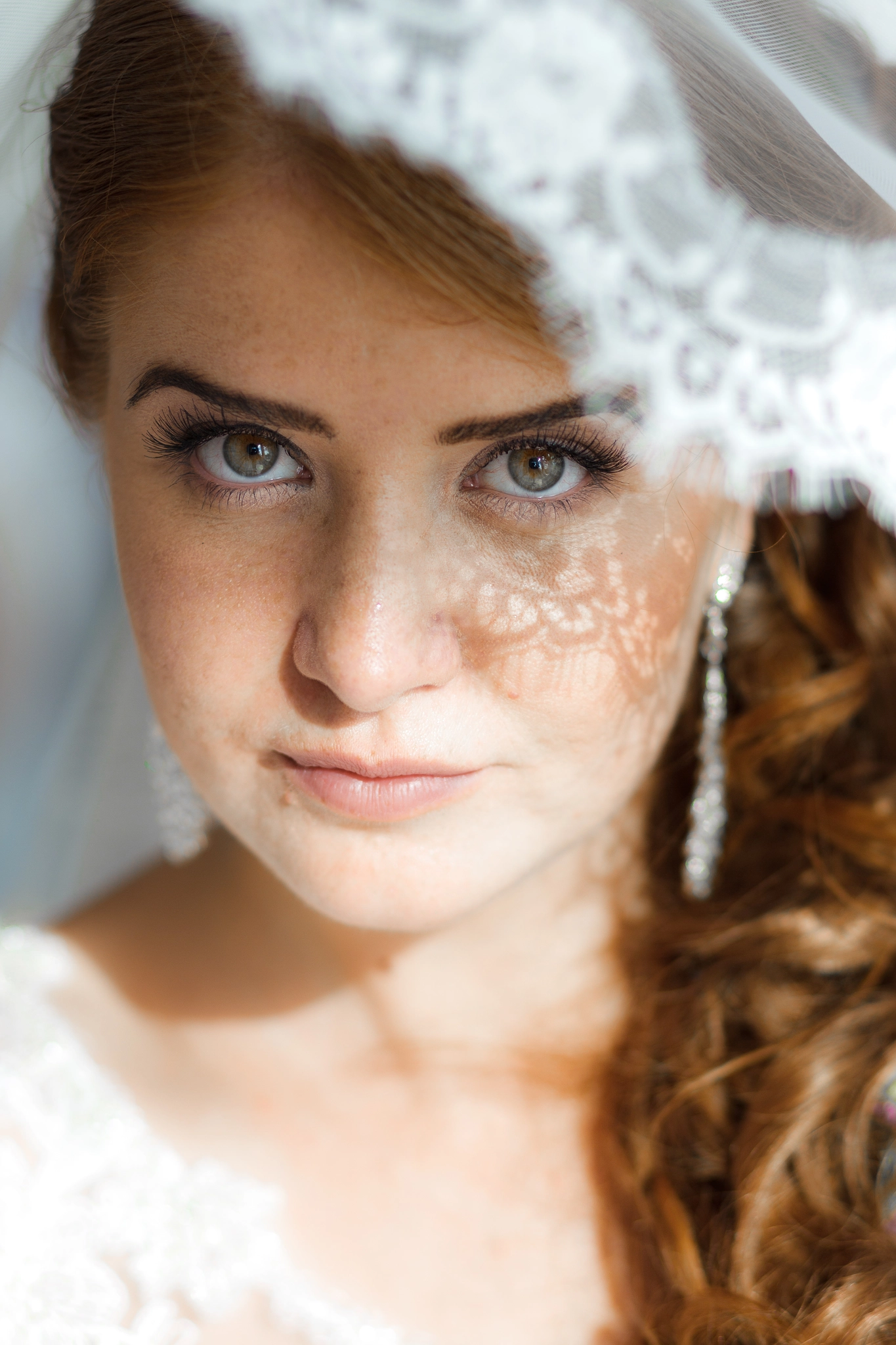 Canon EOS-1D Mark IV + Canon EF 85mm F1.8 USM sample photo. Close portrait of a bride with a veil of shadow on photography